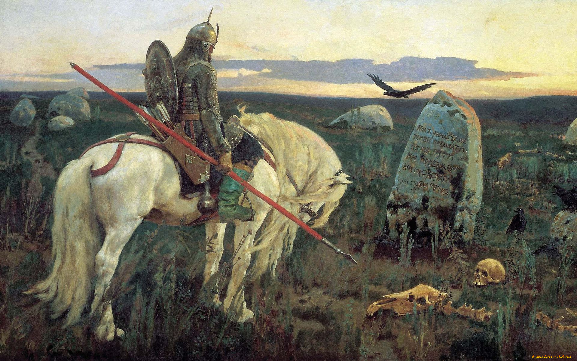 виктор, михайлович, васнецов, «витязь, на, распутье», рисованные, живопись