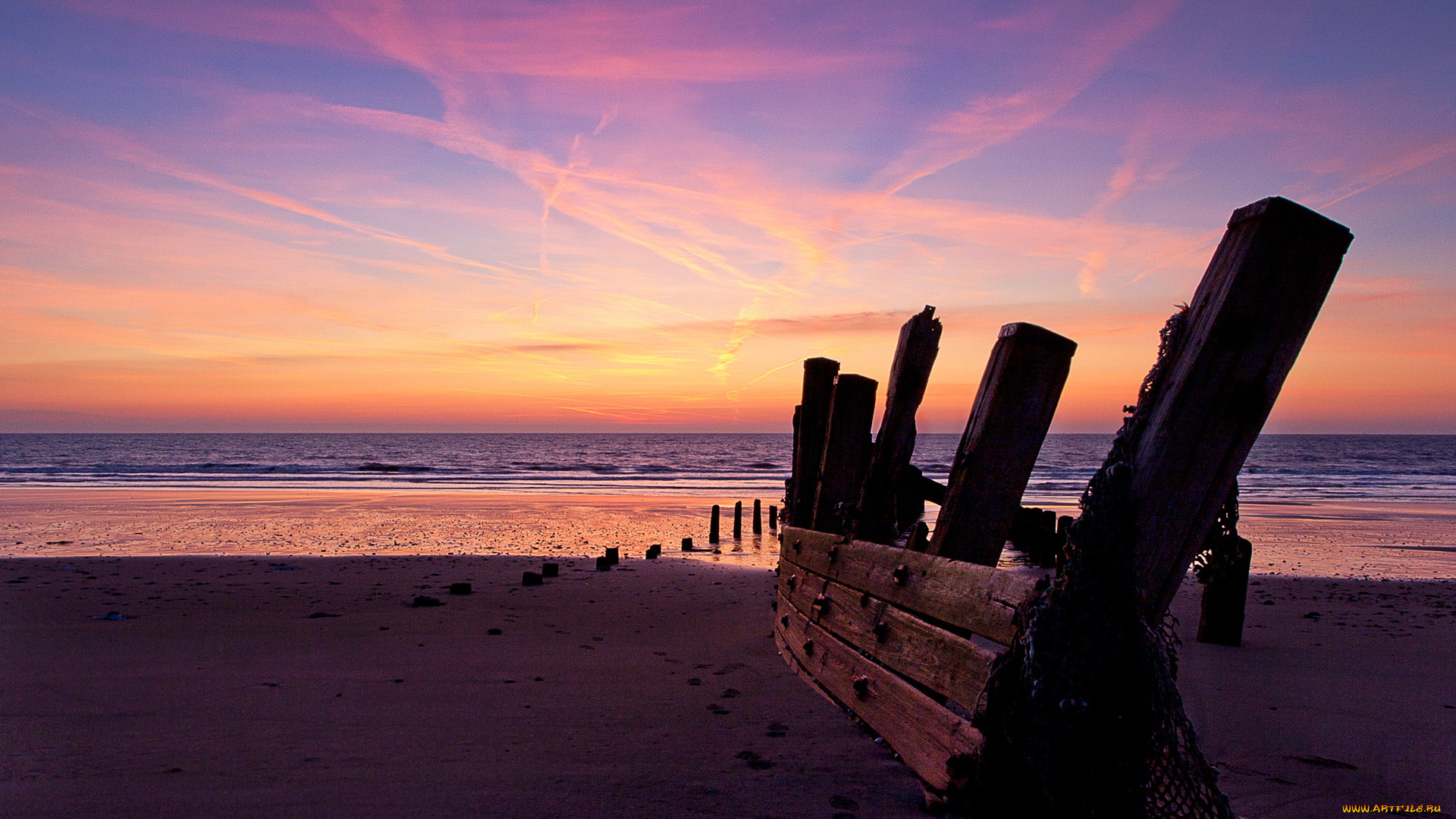 природа, побережье, море, облака