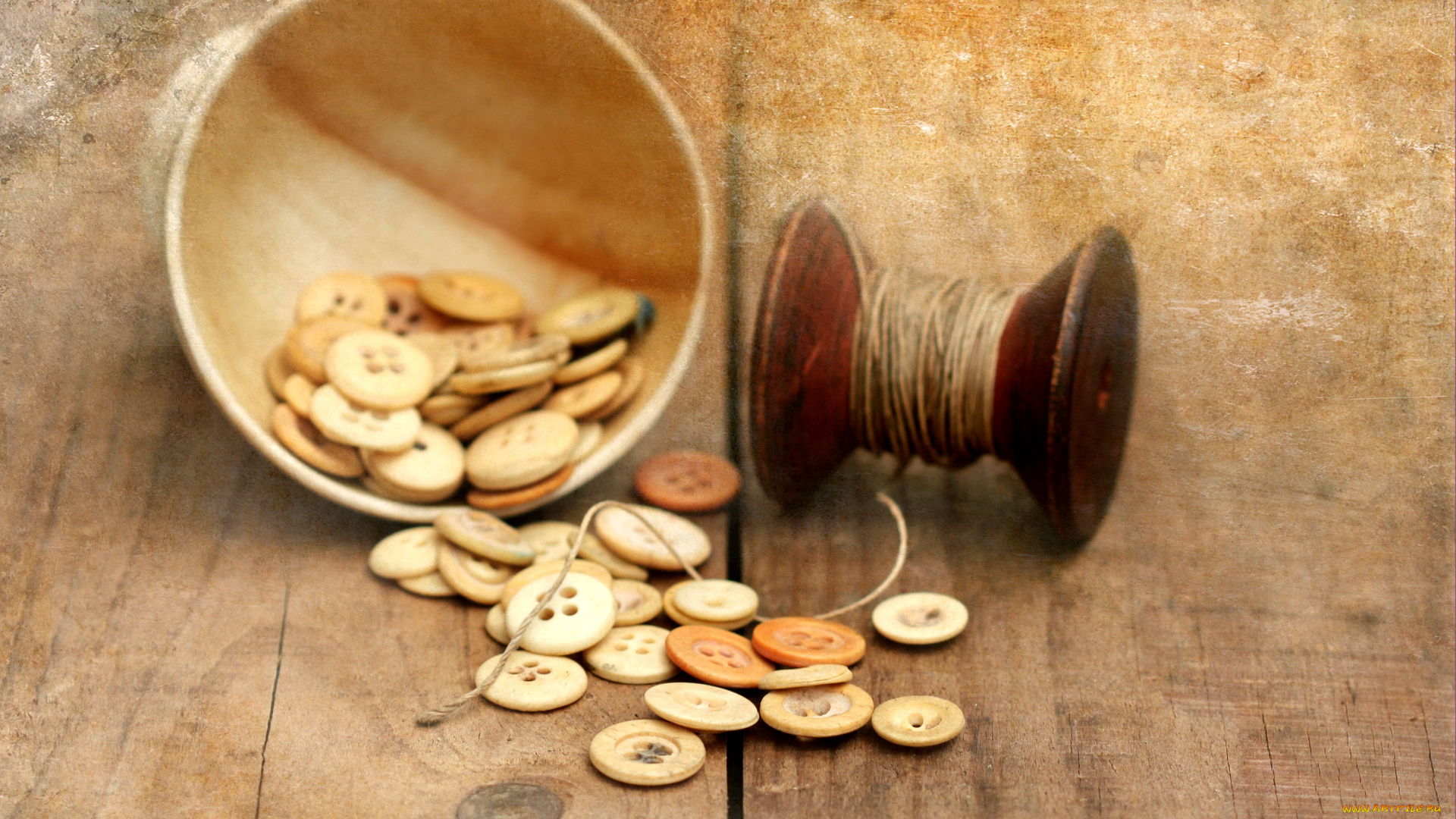 разное, ремесла, поделки, рукоделие, миска, пуговицы, нитки