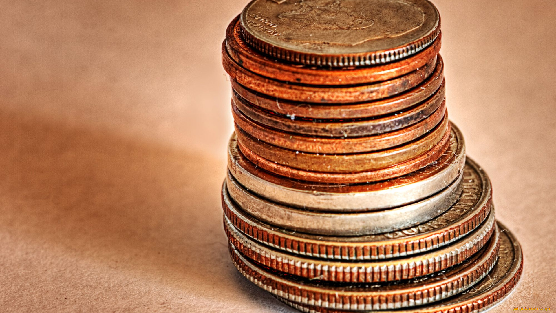 разное, золото, купюры, монеты, стопка