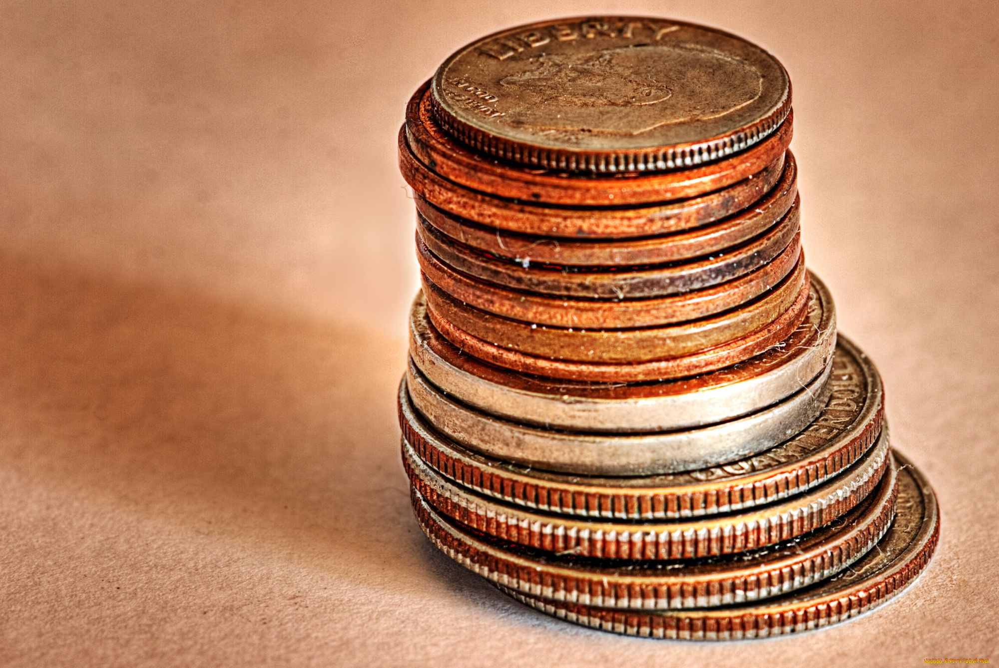 разное, золото, купюры, монеты, стопка