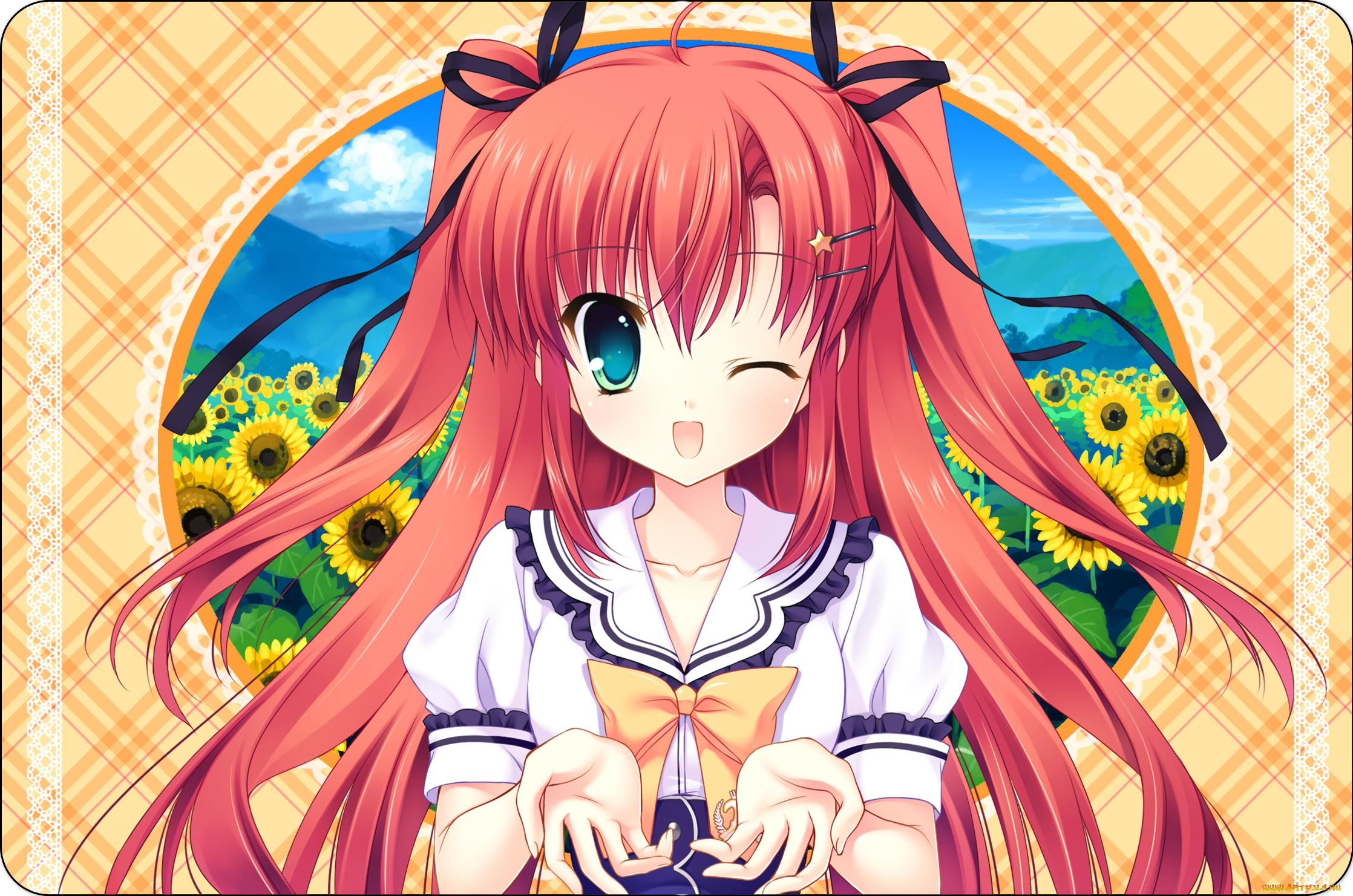 аниме, *unknown, другое, девушки, школьная, форма, длинные, волосы