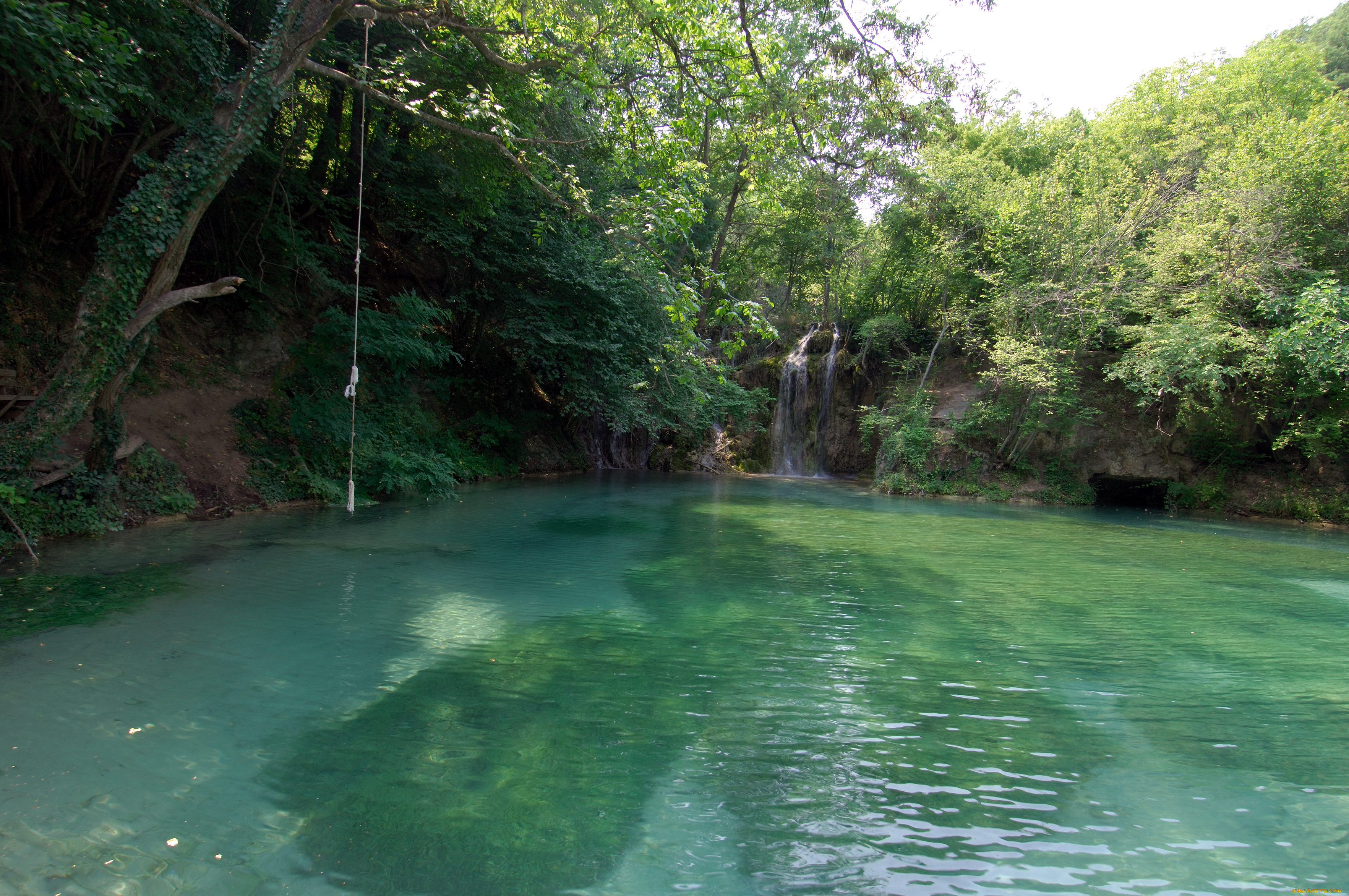 природа, реки, озера, вода, деревья, водопад