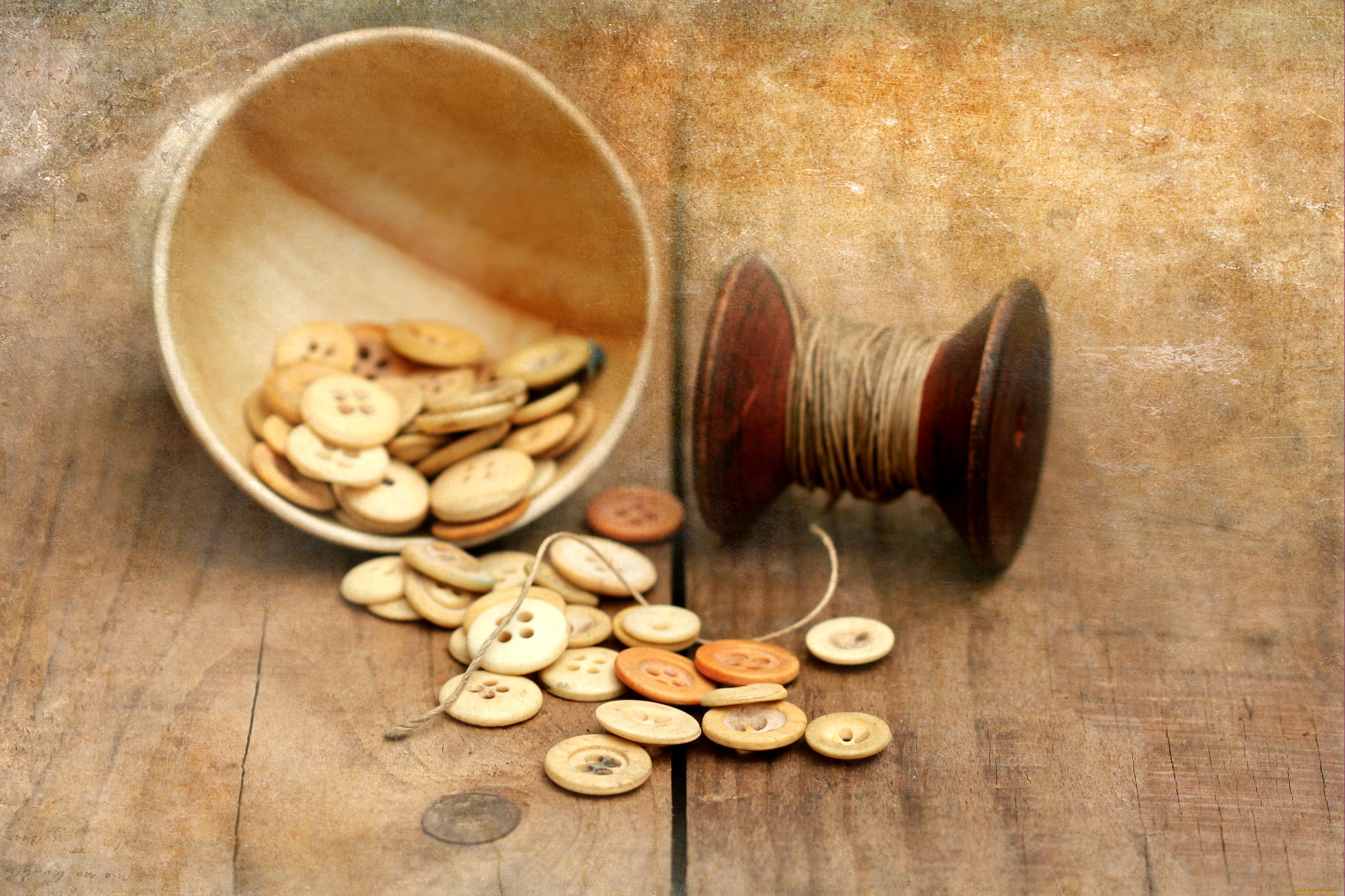 разное, ремесла, поделки, рукоделие, миска, пуговицы, нитки