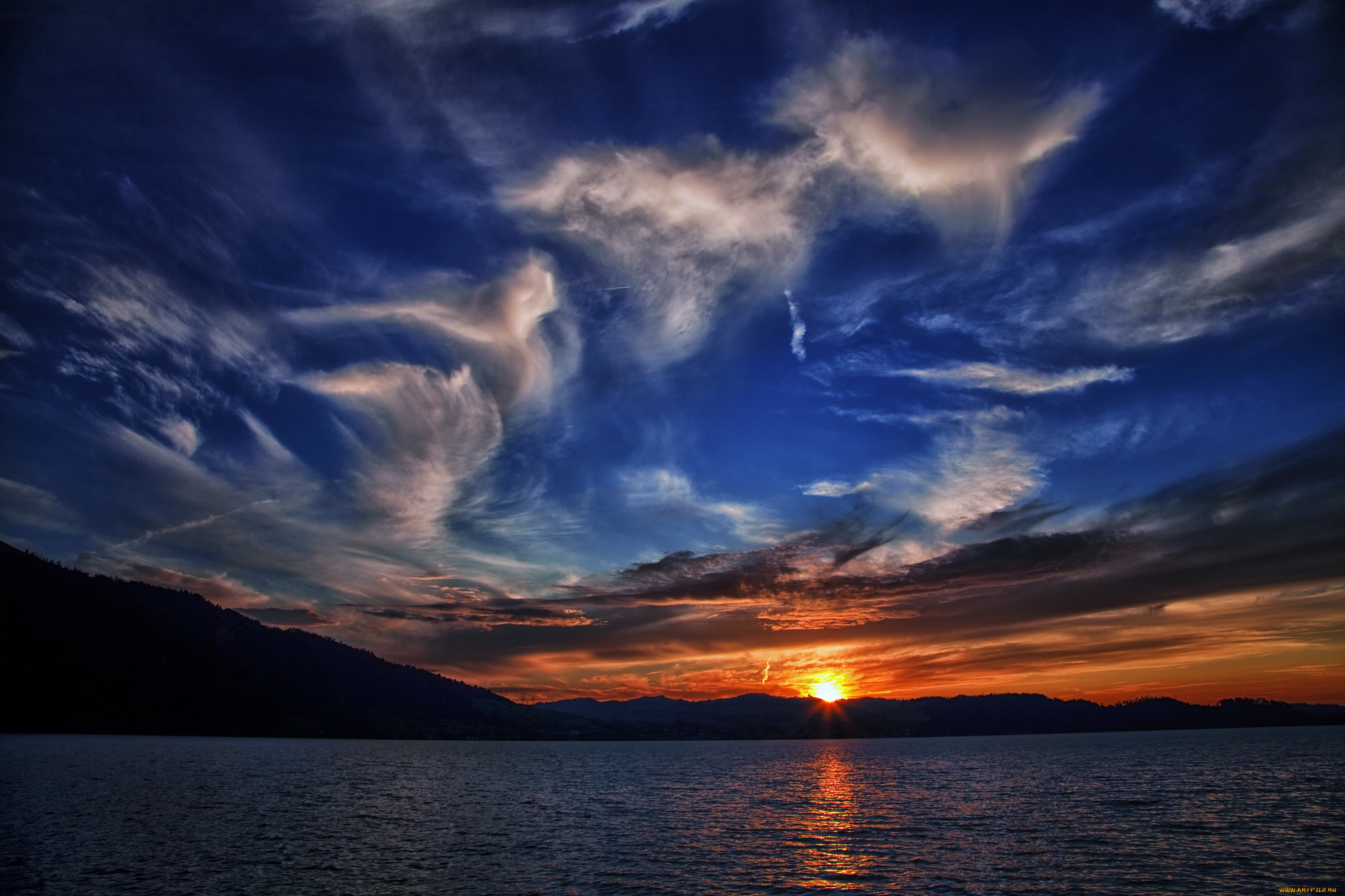 природа, восходы, закаты, закат, река