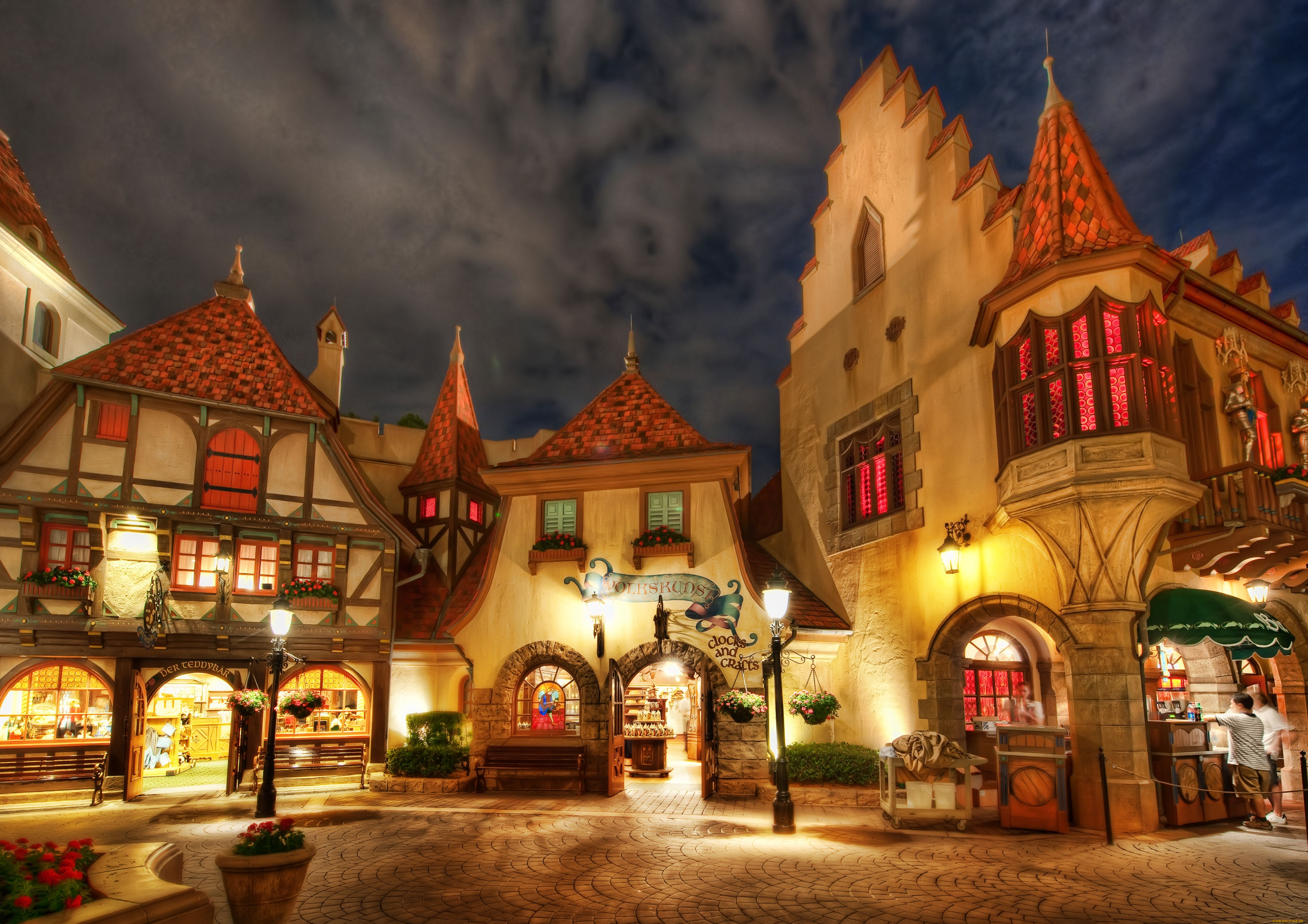 disney, world, florida, города, диснейленд, площадь, магазины, фонарь