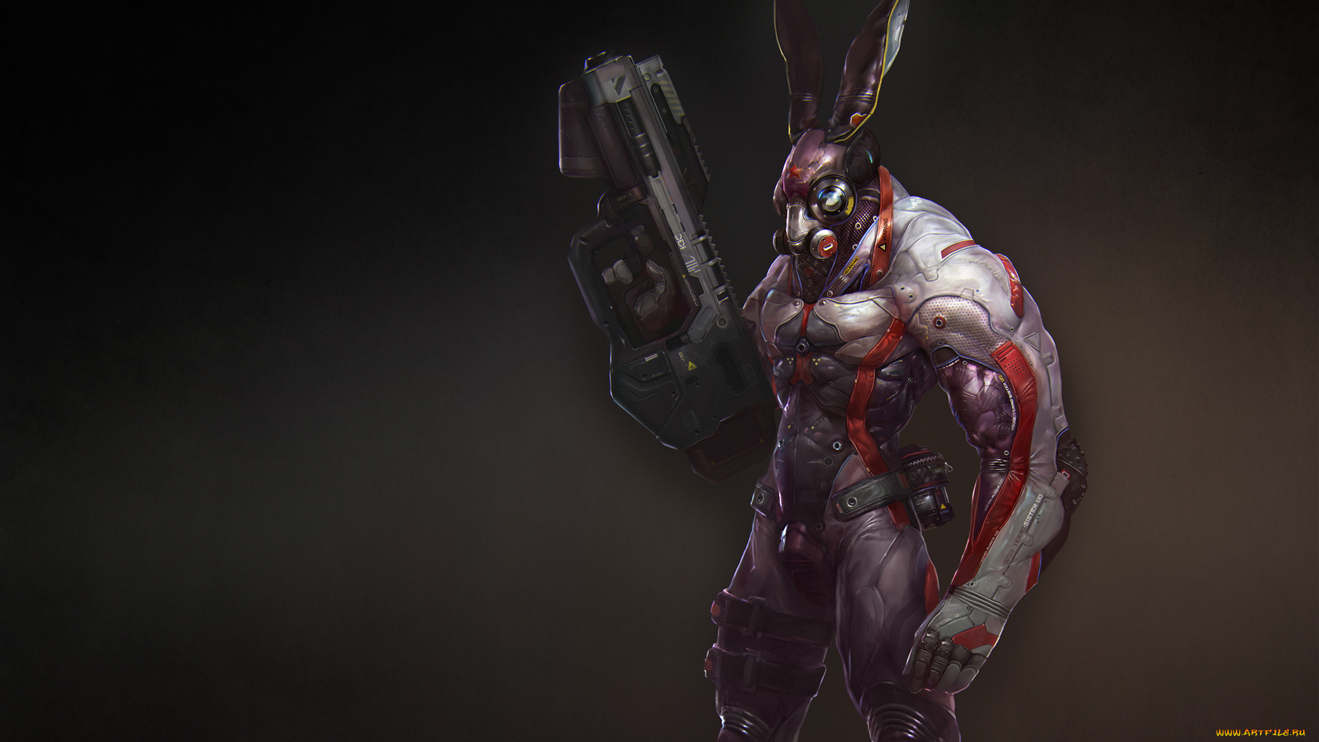 робот, фэнтези, роботы, , киборги, , механизмы, заяц, киборг, оружие