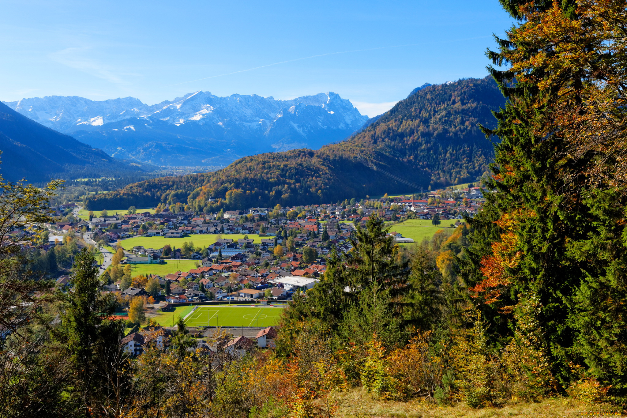 oberau, германия, города, -, панорамы, пейзаж, панорама, дома, oberau, германия