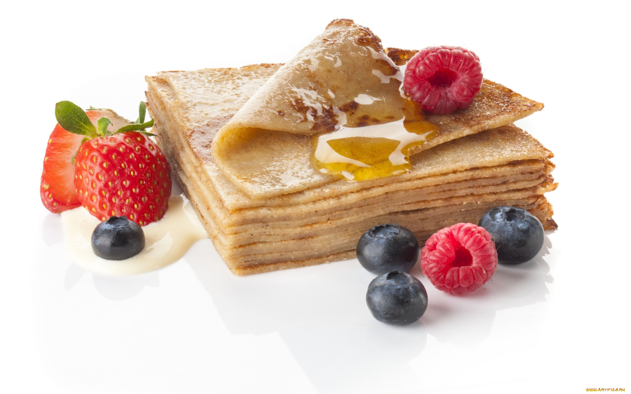 еда, блины, , оладьи, черника, клубника, малина