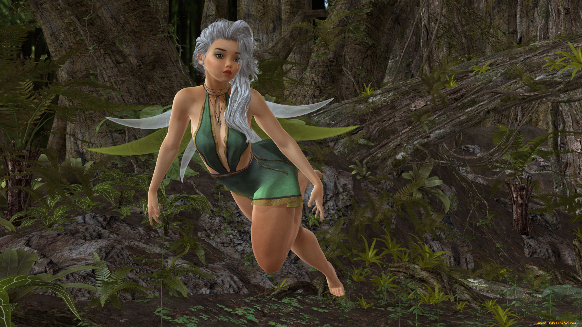 3д, графика, эльфы, , elves, фон, взгляд, фея