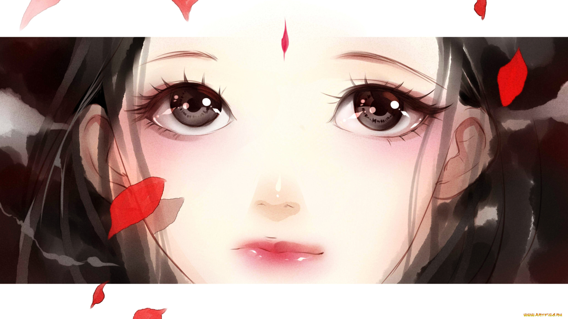 аниме, unknown, , другое, девушка, лепестки