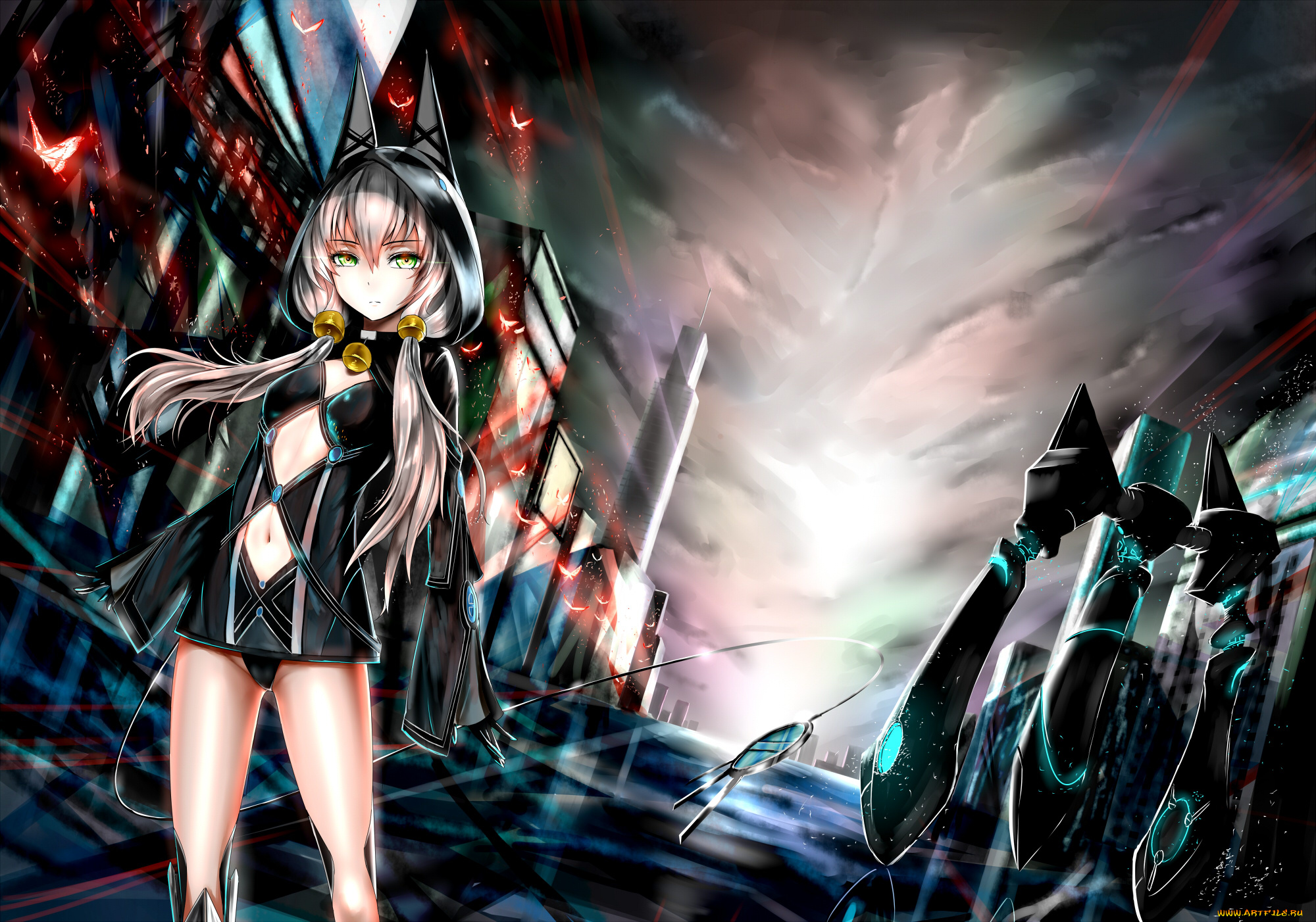 аниме, оружие, , техника, , технологии, колокольчики, взгляд, девушка, арт, робот, altina, orion, sen, no, kiseki, shijiu-adamhutt, фантастика