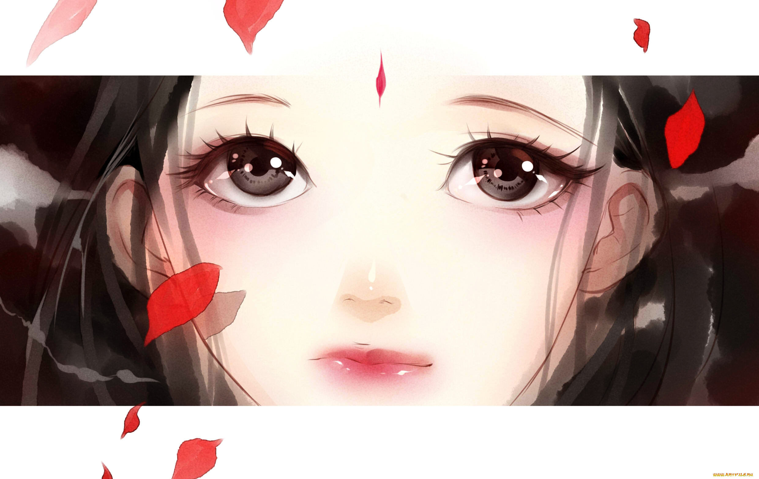 аниме, unknown, , другое, девушка, лепестки