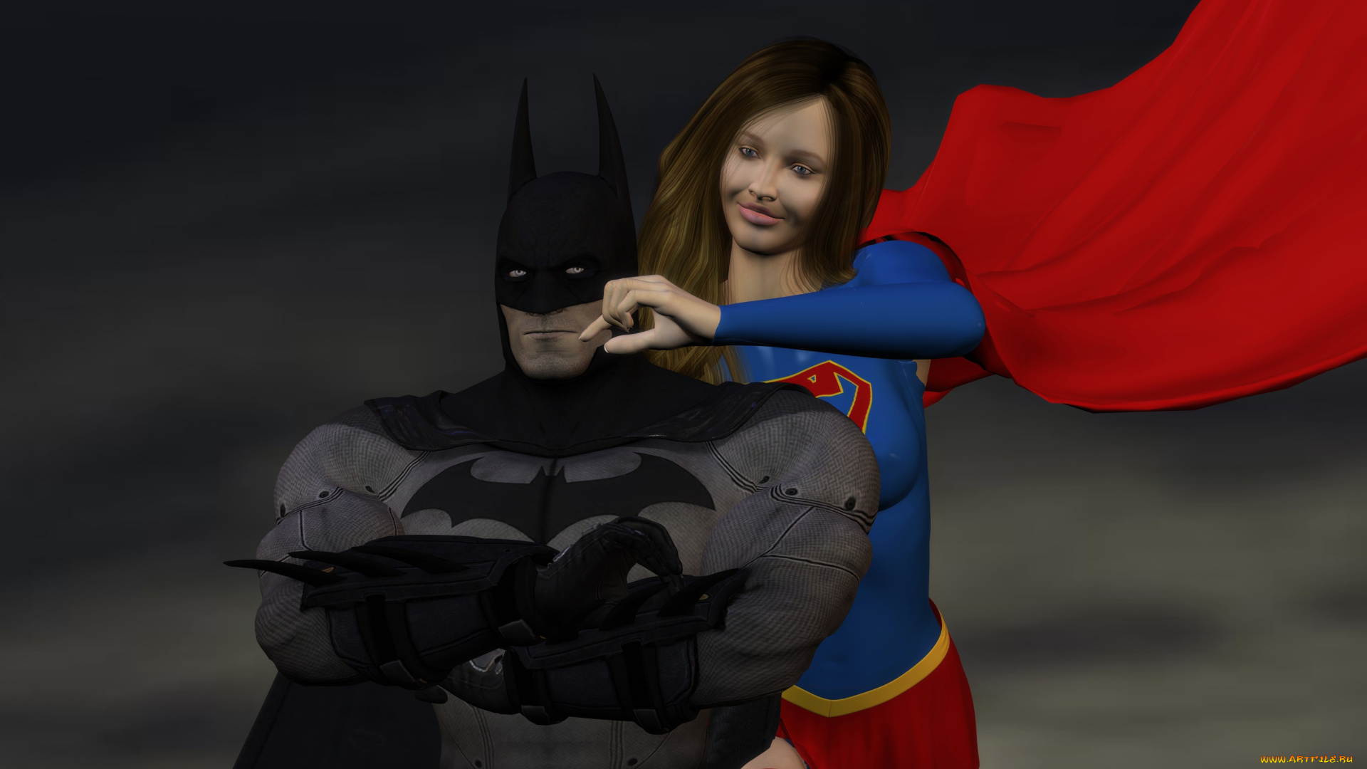 3д, графика, фантазия, , fantasy, супермен, фон, взгляд, девушка