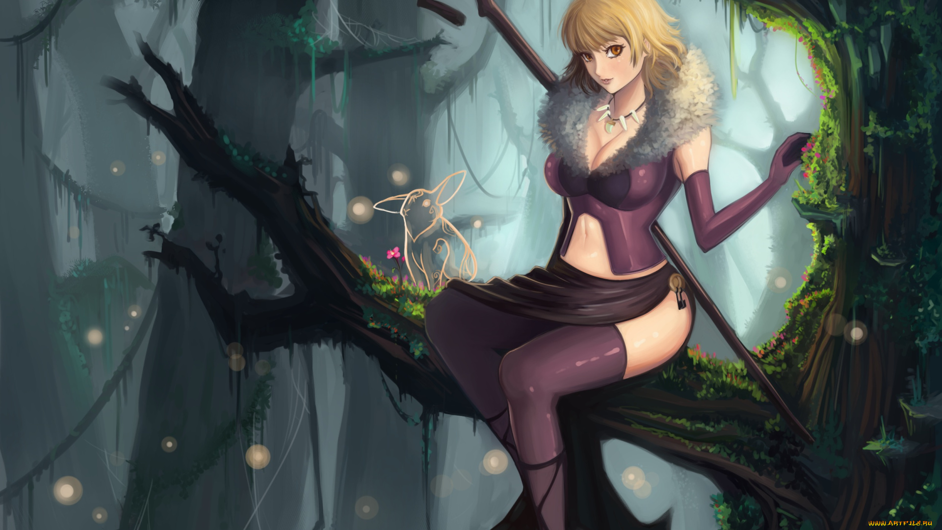 аниме, unknown, , другое, j-acky, арт, лес, девушка