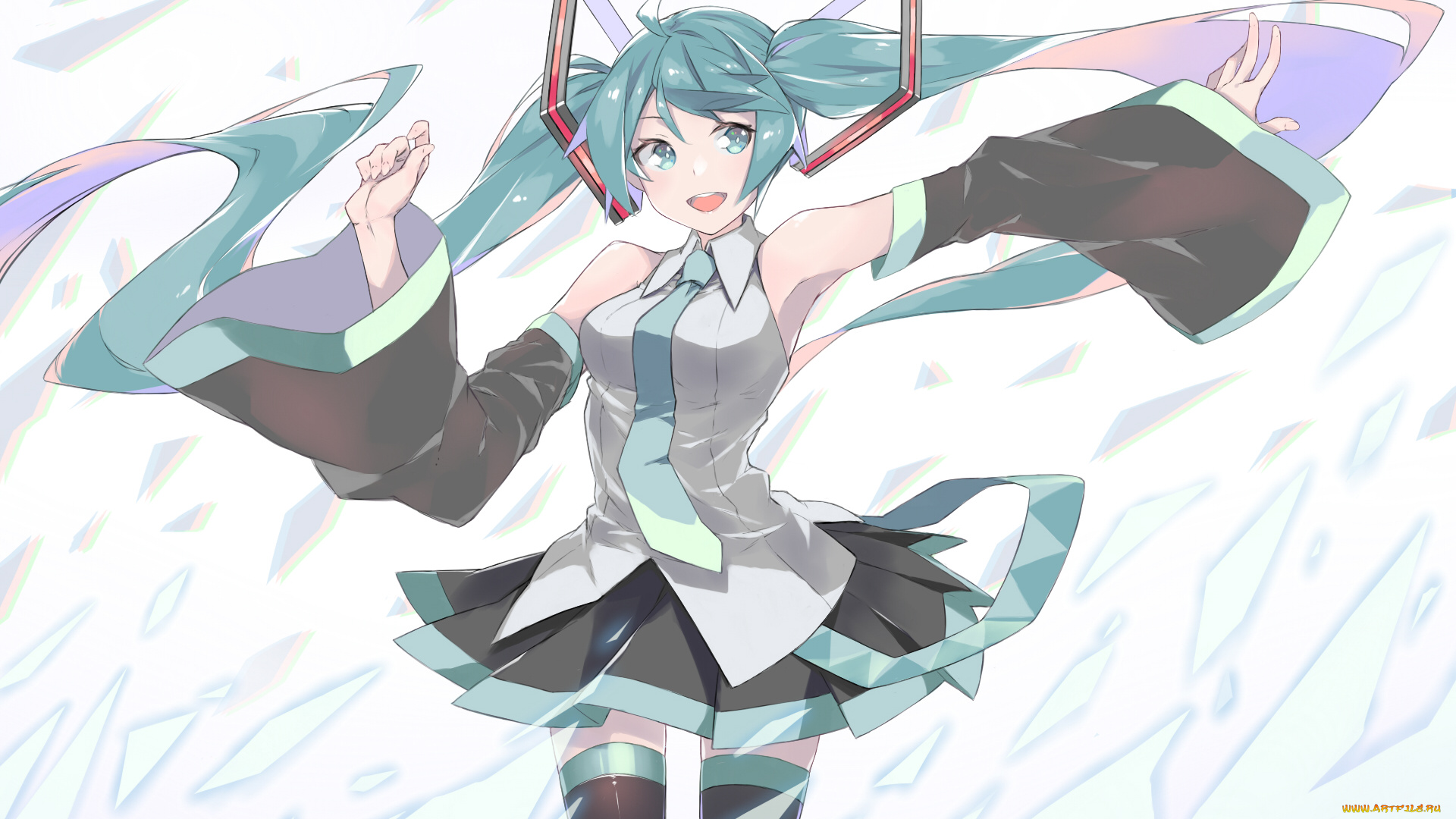 аниме, vocaloid, fhang, hatsune, miku