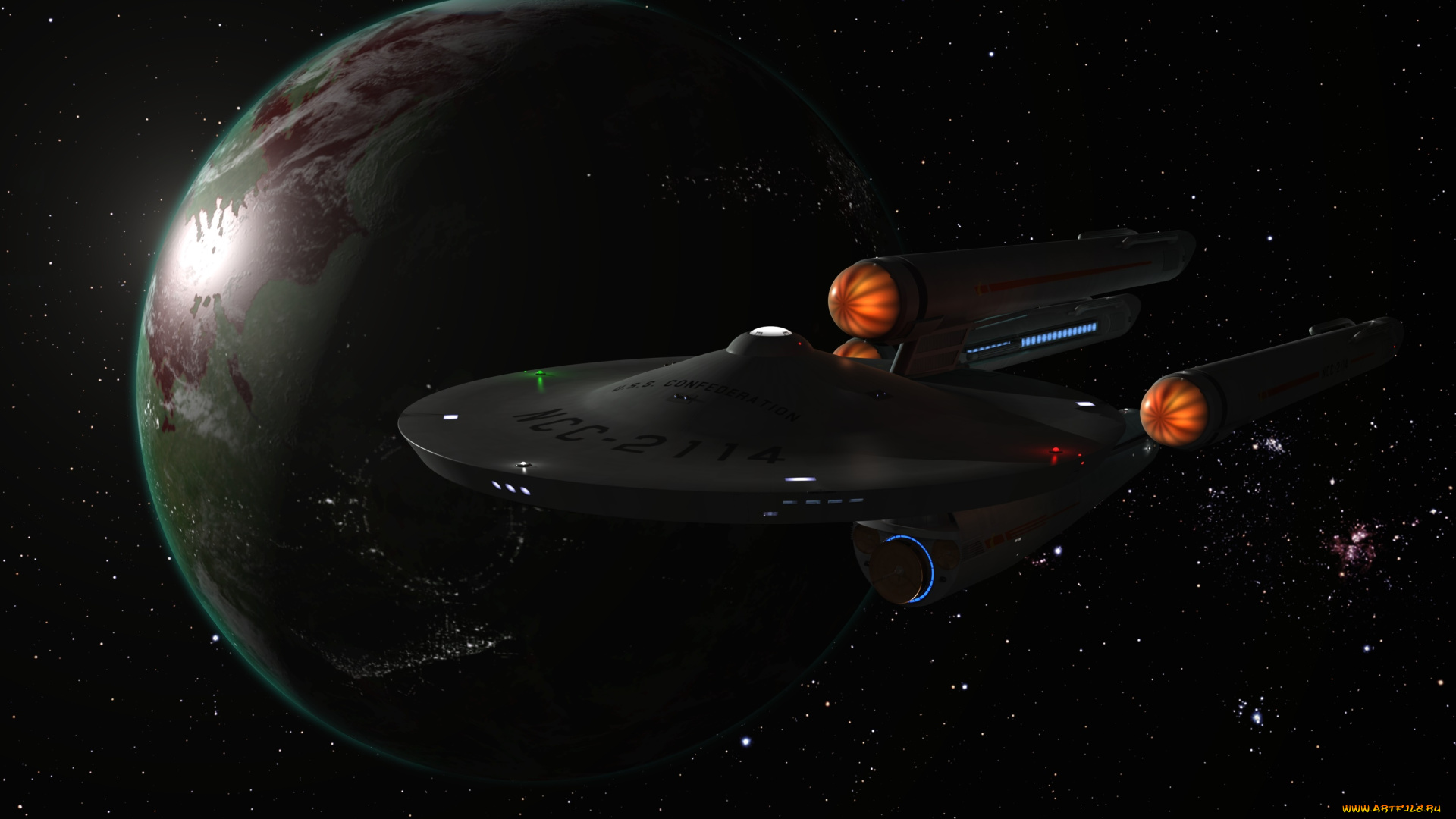 космос, арт, космический, корабль, полет, вселенная, звезды