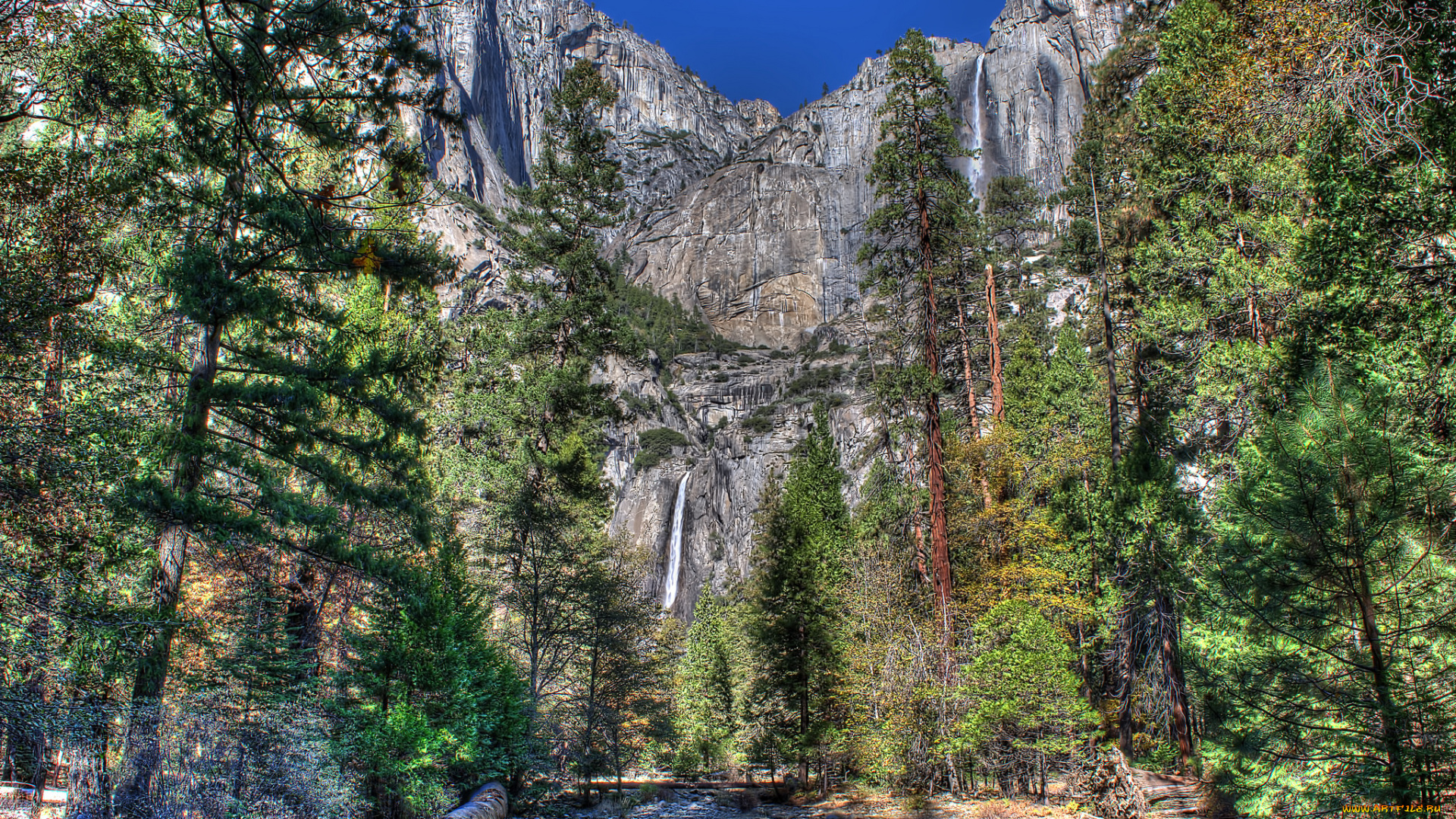 природа, водопады, горы, лес, река