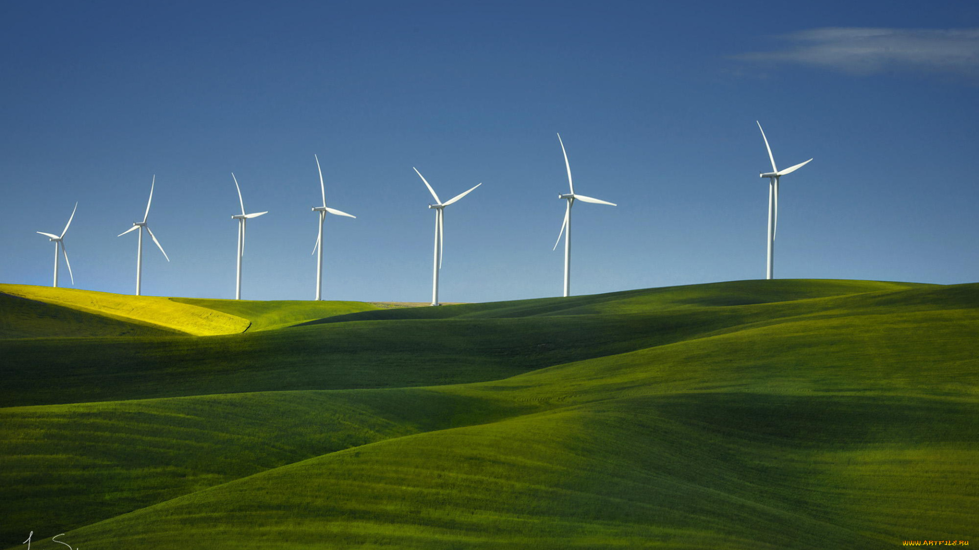 разное, мельницы, трава, ветряки, природа, поле
