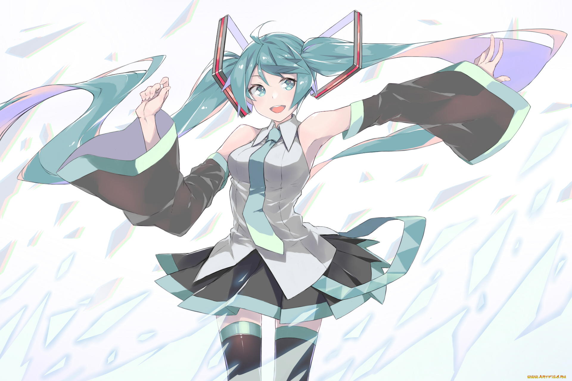аниме, vocaloid, fhang, hatsune, miku