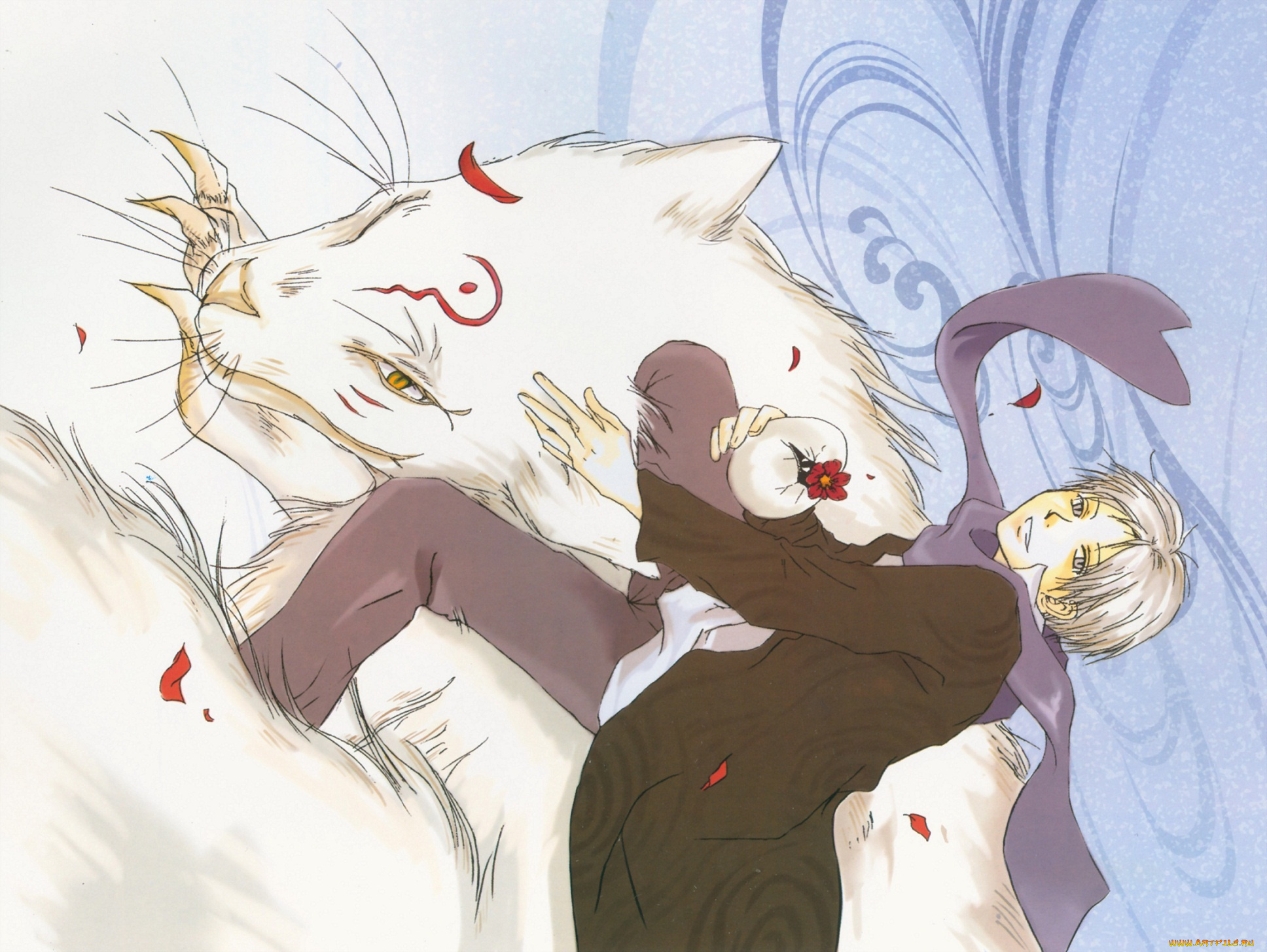 аниме, natsume, yuujinchou, мяко, сенсей, нацуме