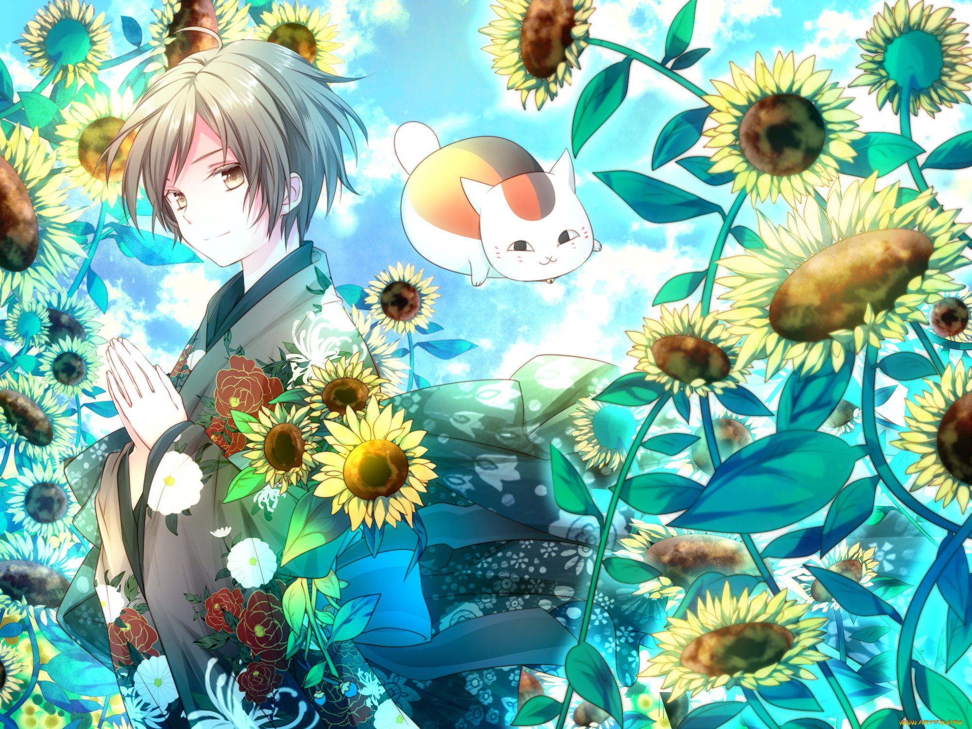 аниме, natsume, yuujinchou, тетрадь, дружбы, мяко, сенсей, нацуме