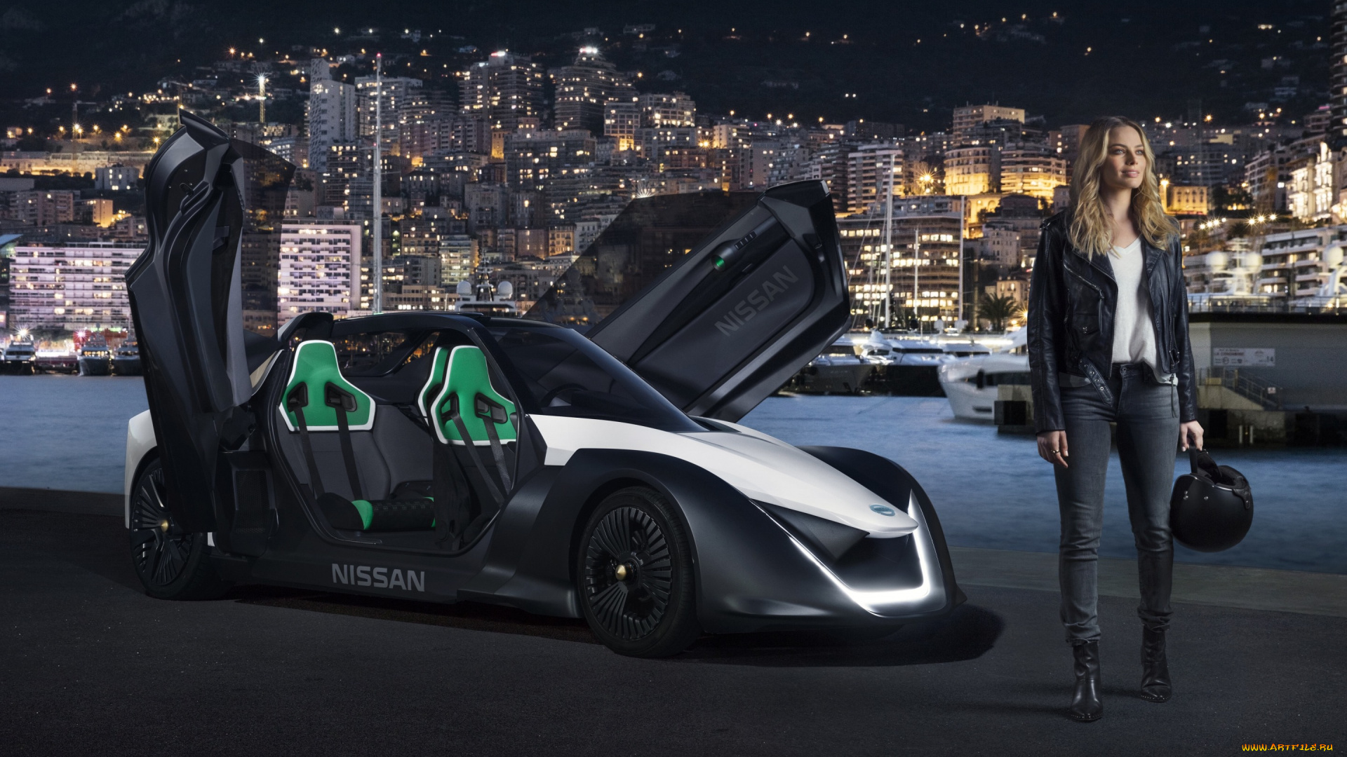 автомобили, -авто, с, девушками, nissan, electric, car, ambassador