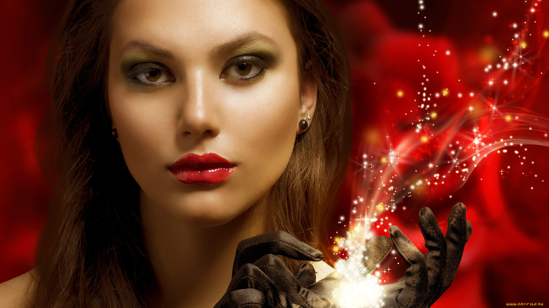 девушки, -unsort, , креатив, волшебство, макияж, лицо, шатенка, магия, девушка