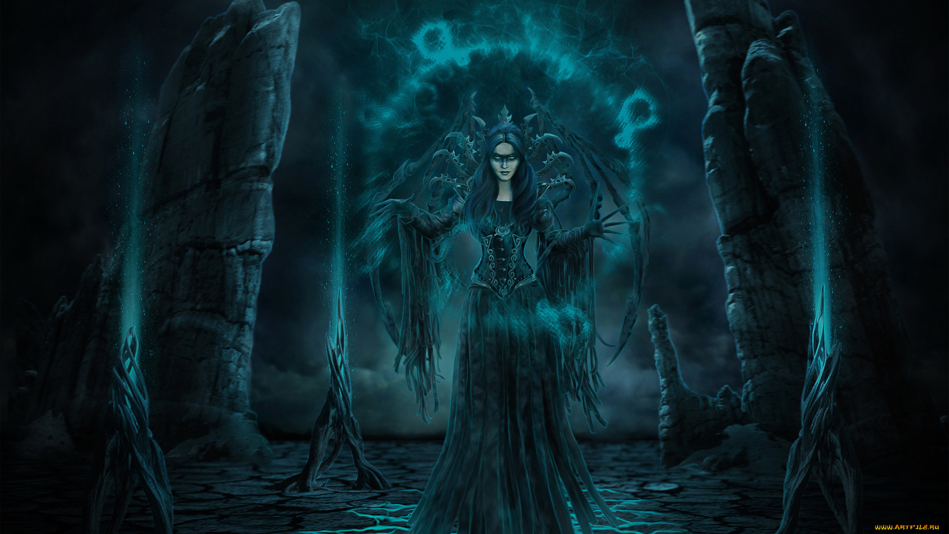 фэнтези, демоны, магия, взгляд, фон, девушка