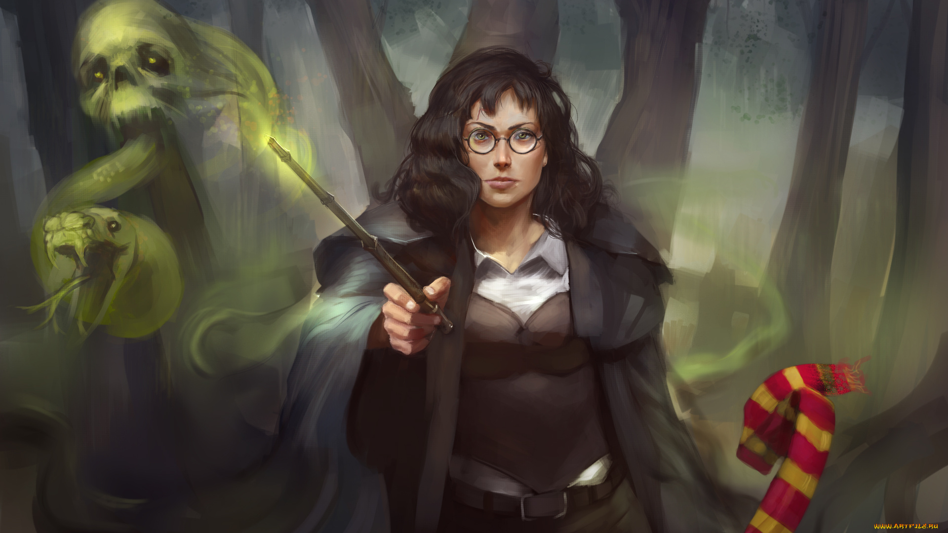 фэнтези, маги, , волшебники, взгляд, фон, девушка, палорчка, приведение