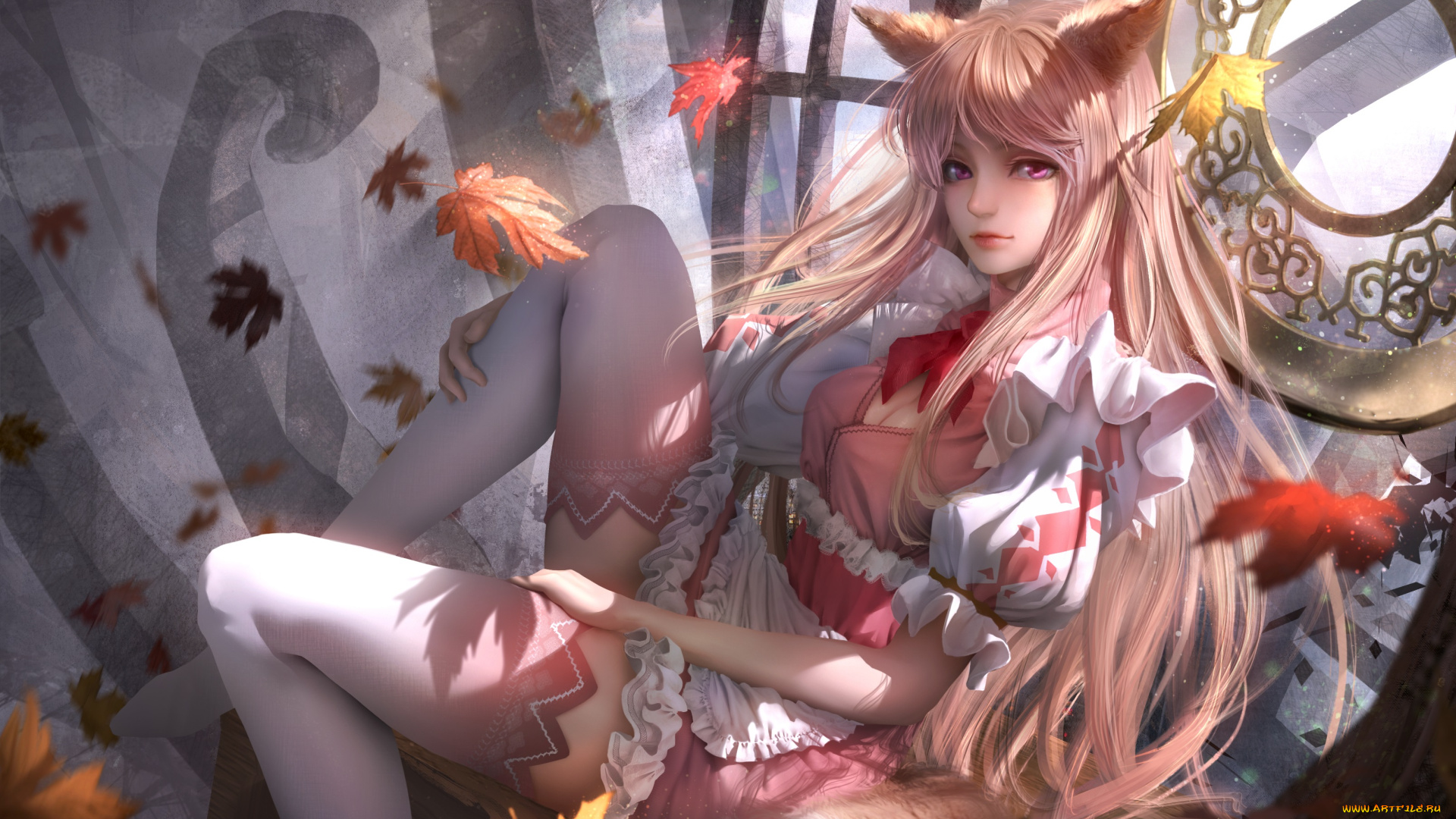 фэнтези, существа, лисица, девушка