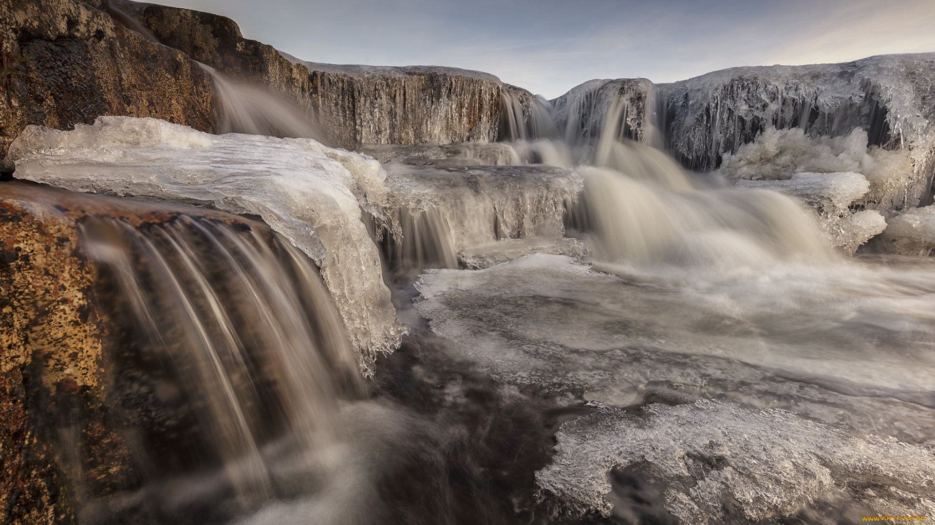 природа, водопады, поток
