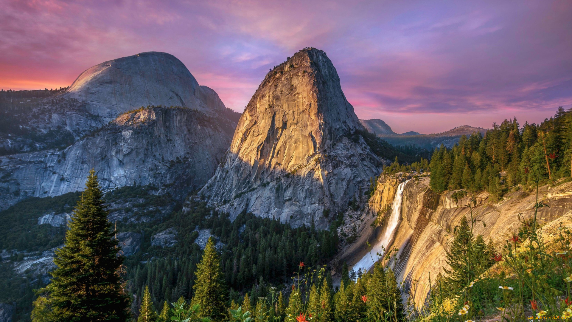 природа, водопады, поток, горы