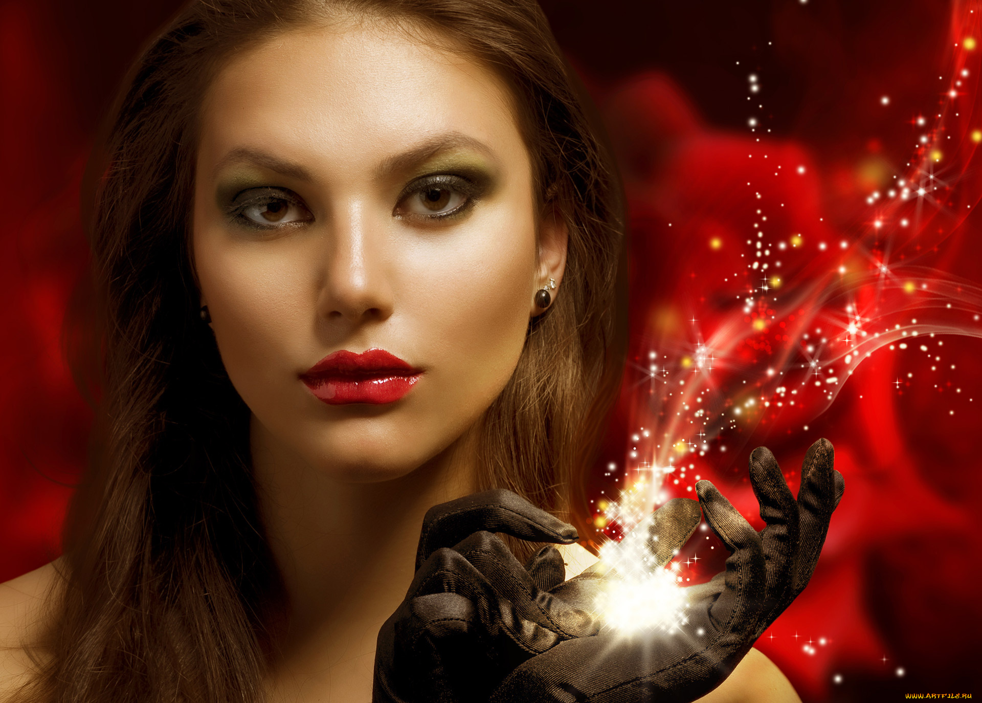 девушки, -unsort, , креатив, волшебство, макияж, лицо, шатенка, магия, девушка