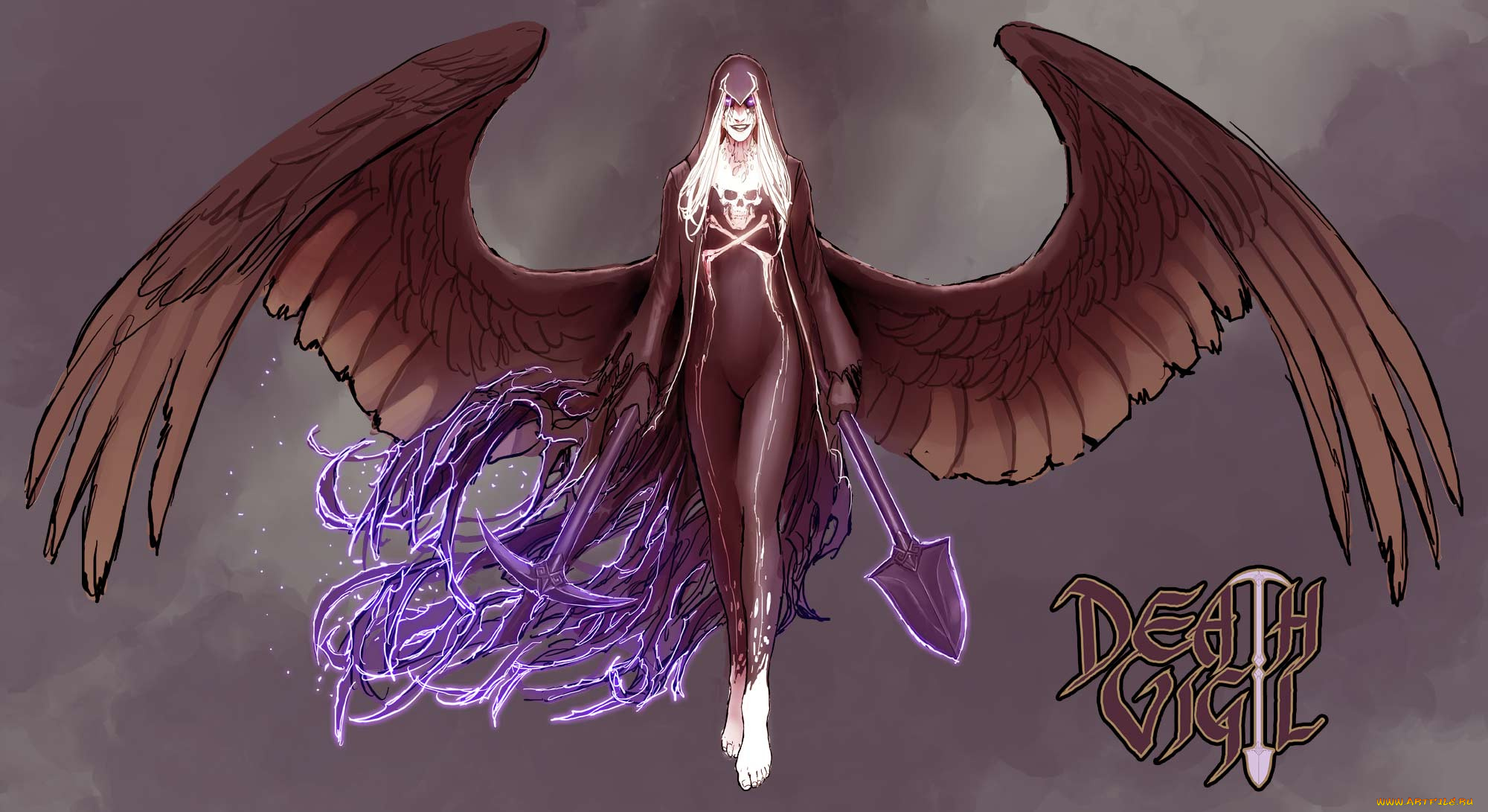 фэнтези, ангелы, крылья, взгляд, фон, девушка