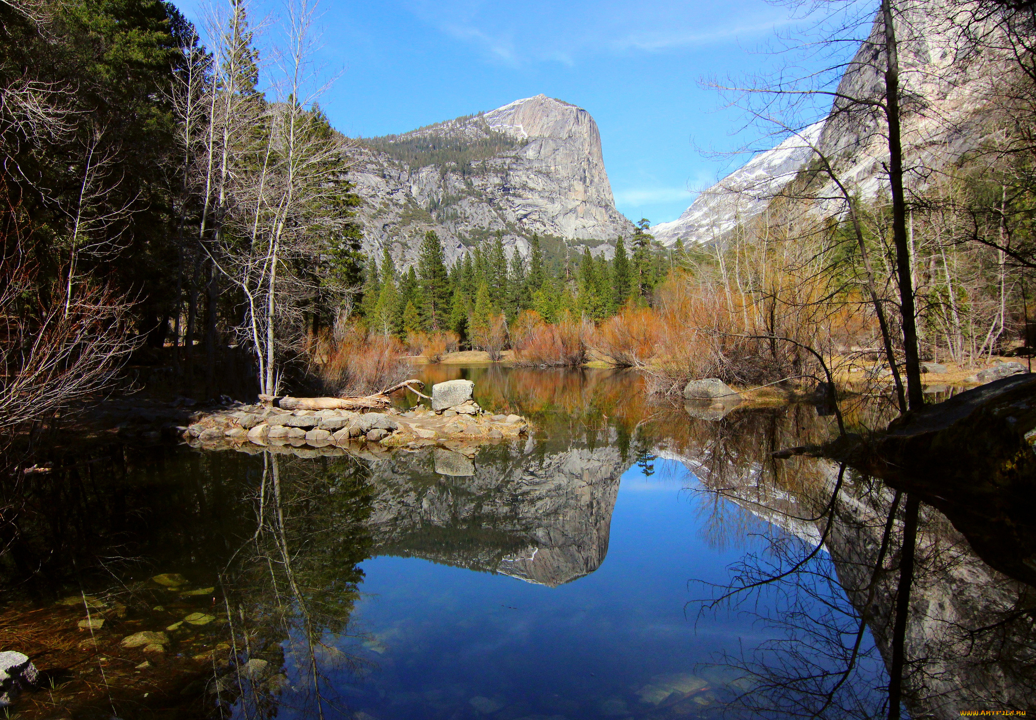 природа, реки, озера, yosemite, national, park, сша, mirror, lake, калифорния, mariposa, county
