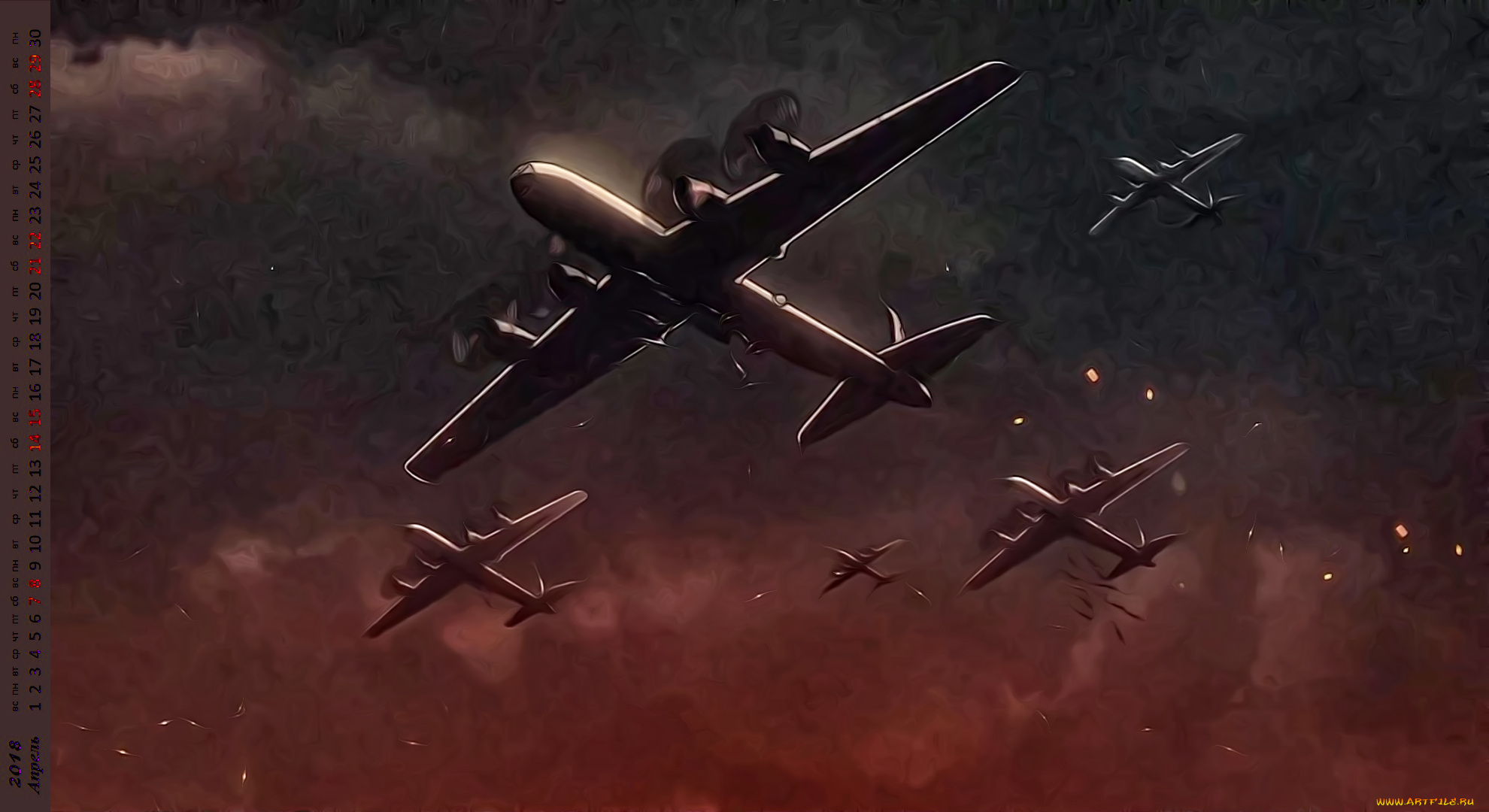 календари, рисованные, , векторная, графика, самолет