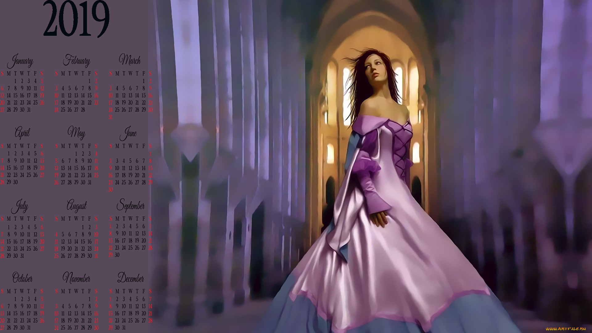 календари, фэнтези, девушка