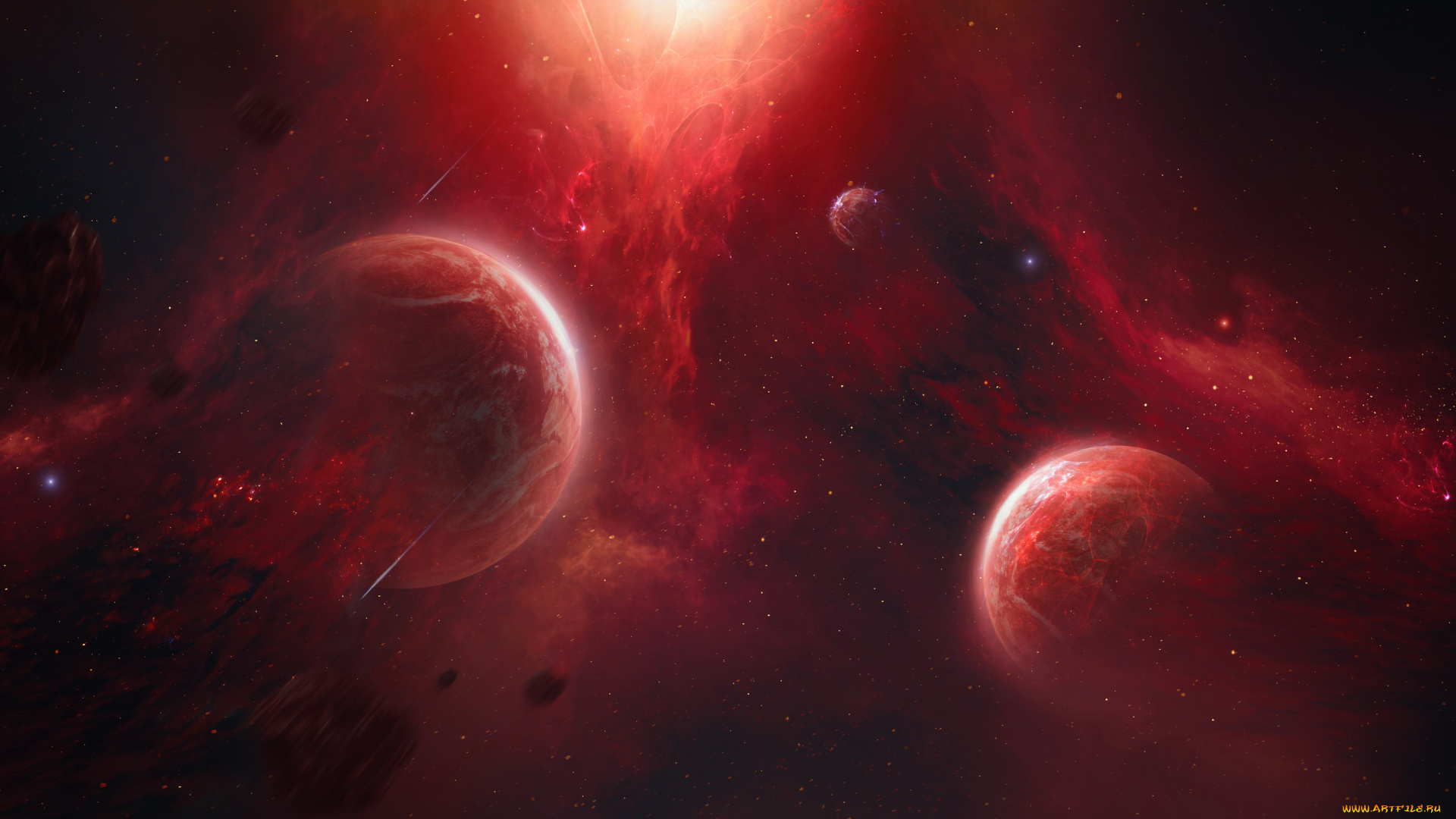 космос, арт, планеты, вселенная, галактика, звезды