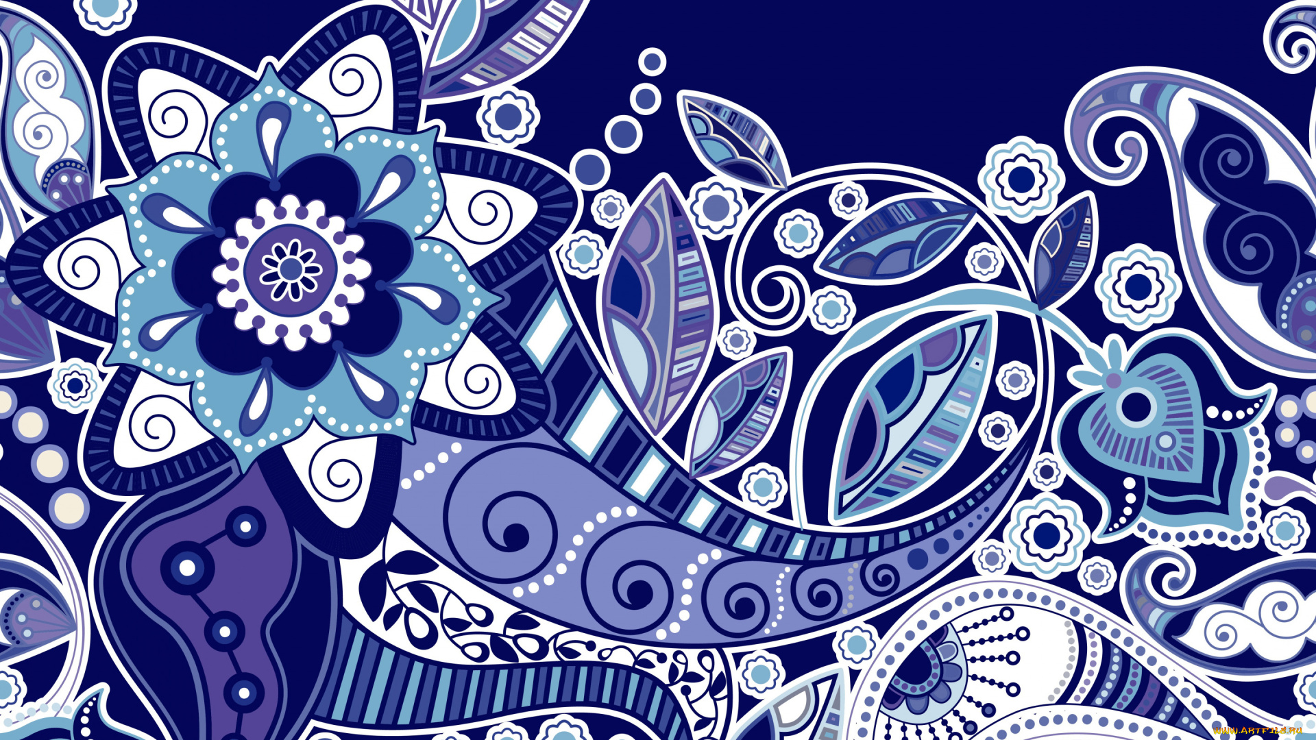 векторная, графика, цветы, , flowers, текстура, цветы, синий, фон, орнамент