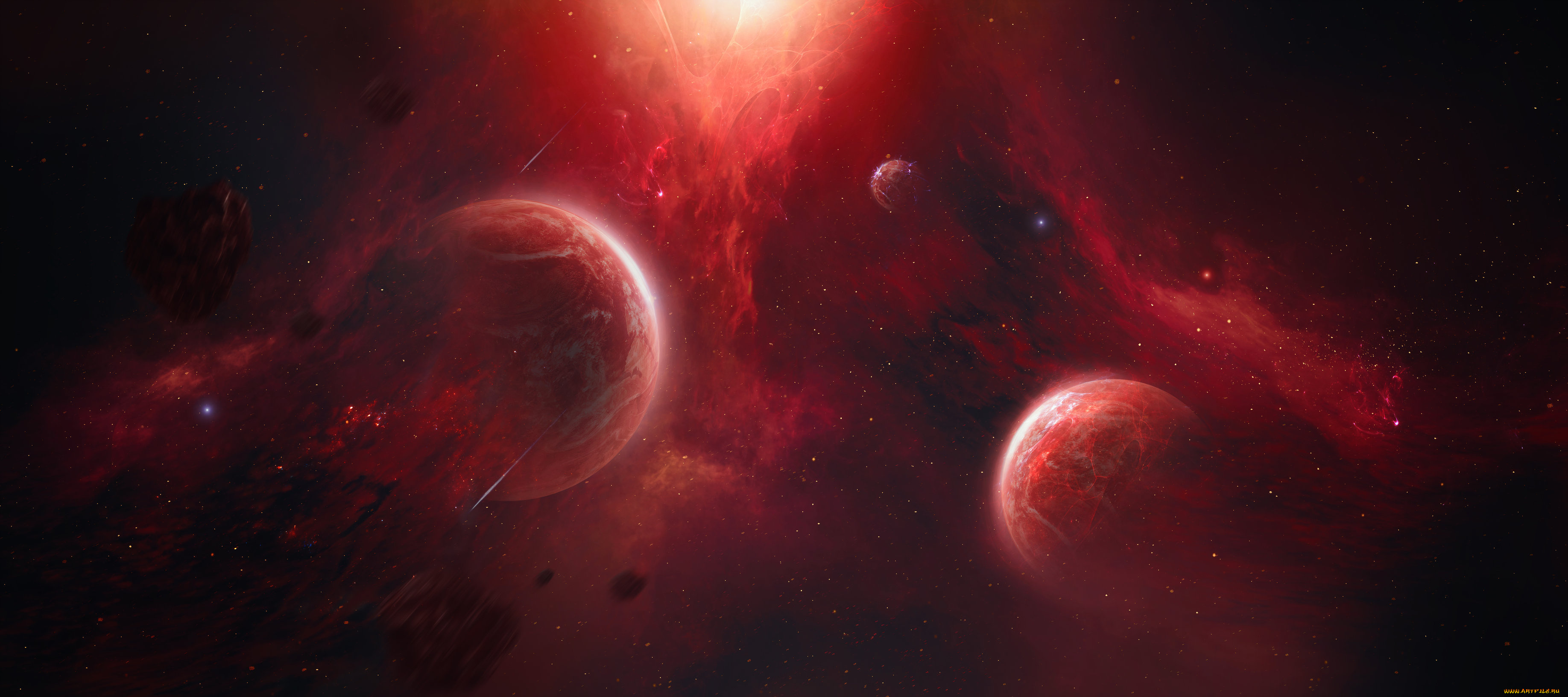 космос, арт, планеты, вселенная, галактика, звезды