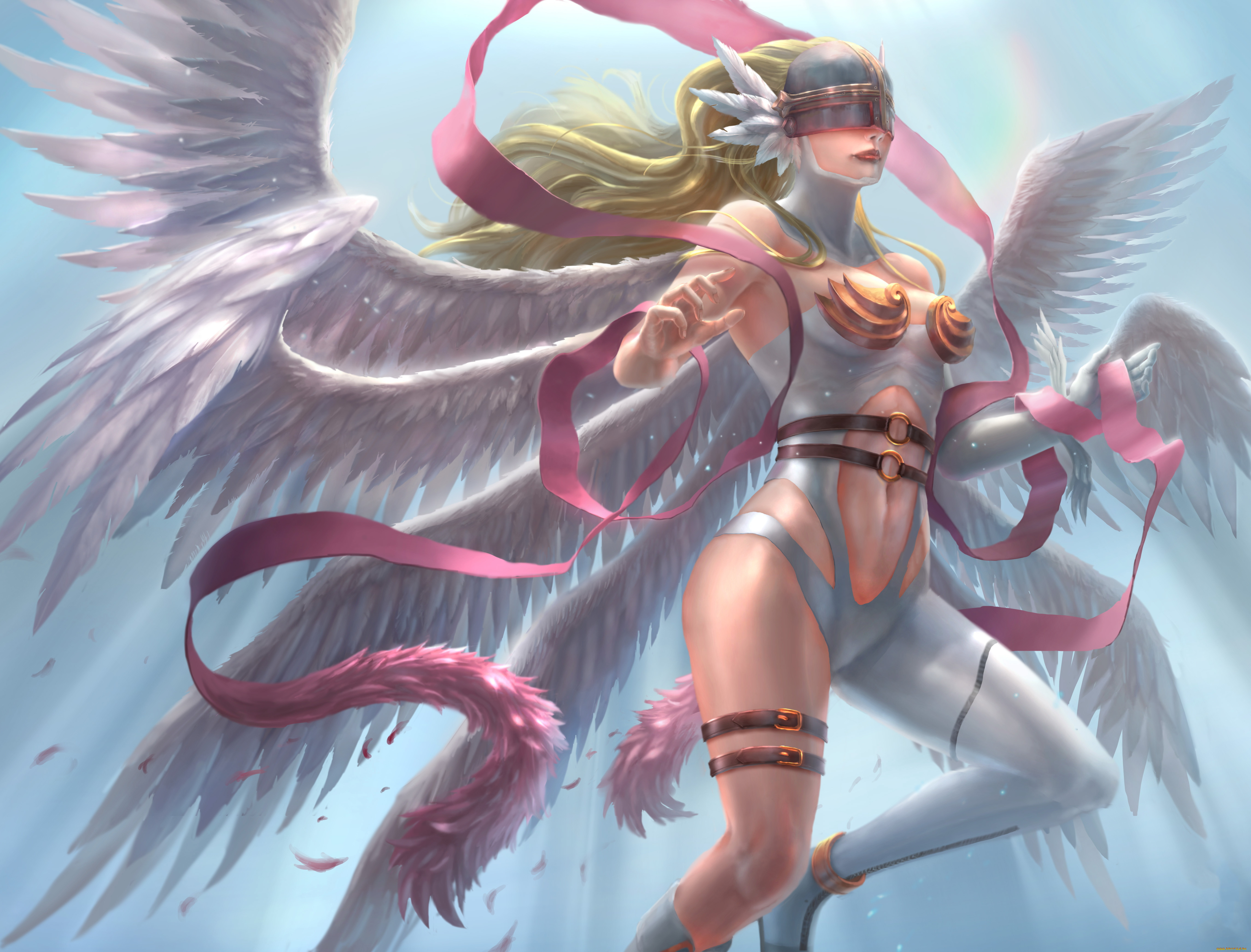 видео, игры, league, of, legends, девушка, фон, шлем, крылья