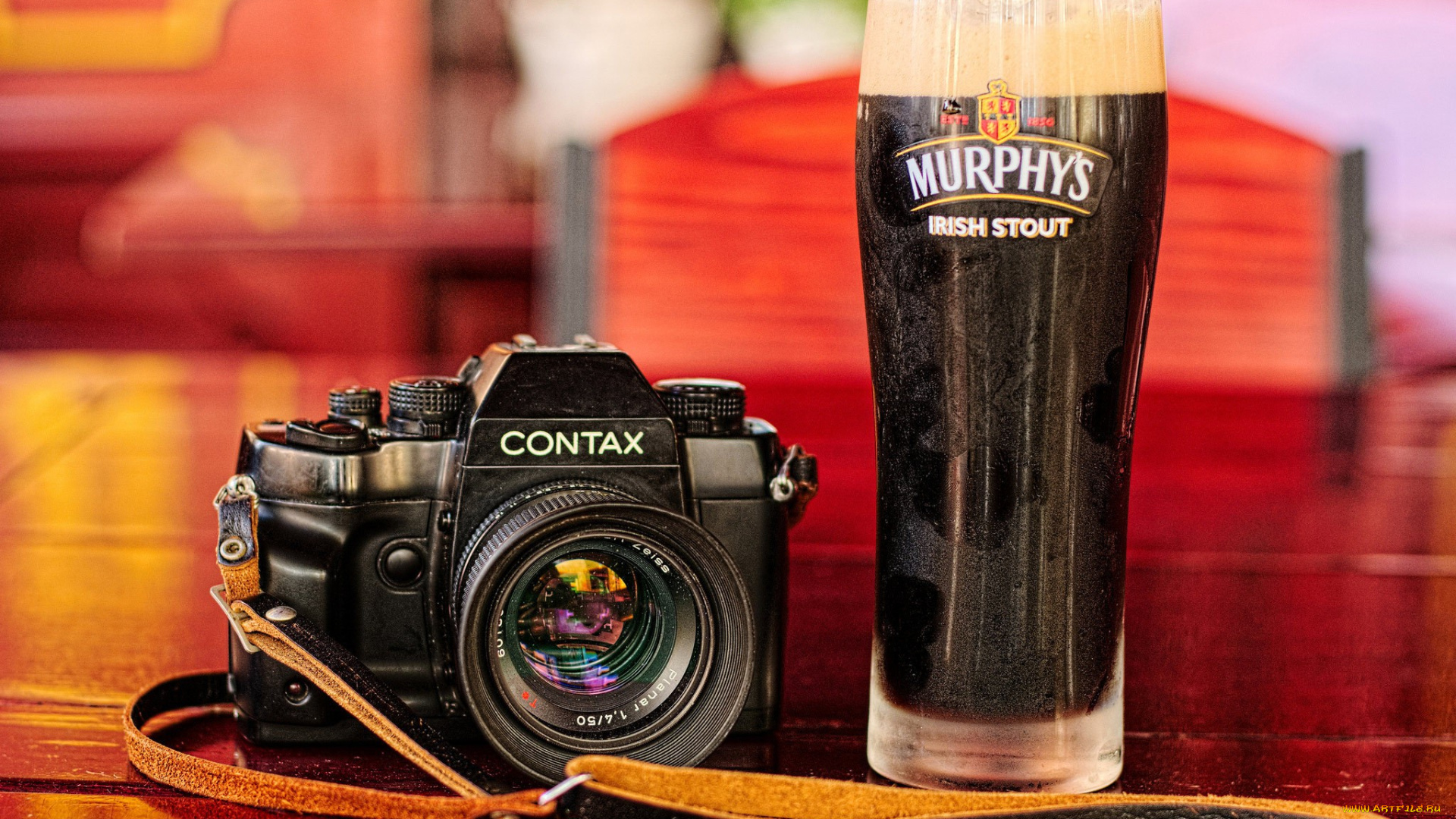 бренды, contax, фотокамера, бокал, пива, murphys