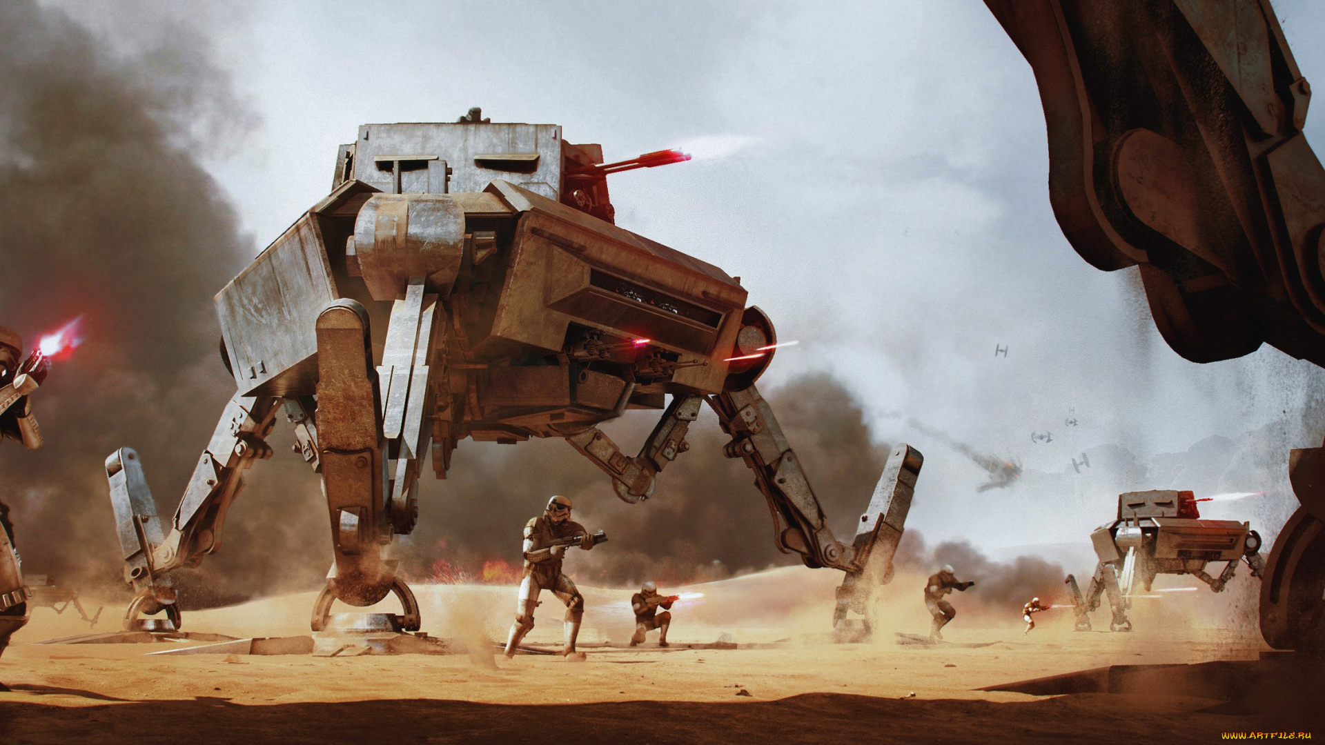 фэнтези, _star, wars, роботы, имперцы, солдаты, пустыня, война