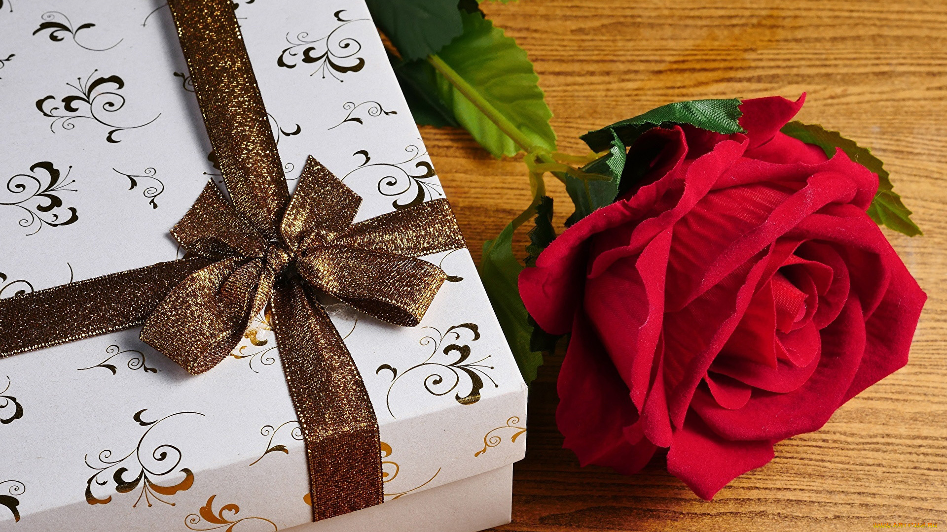 праздничные, подарки, и, коробочки, роза, коробка, подарок, лента, бант