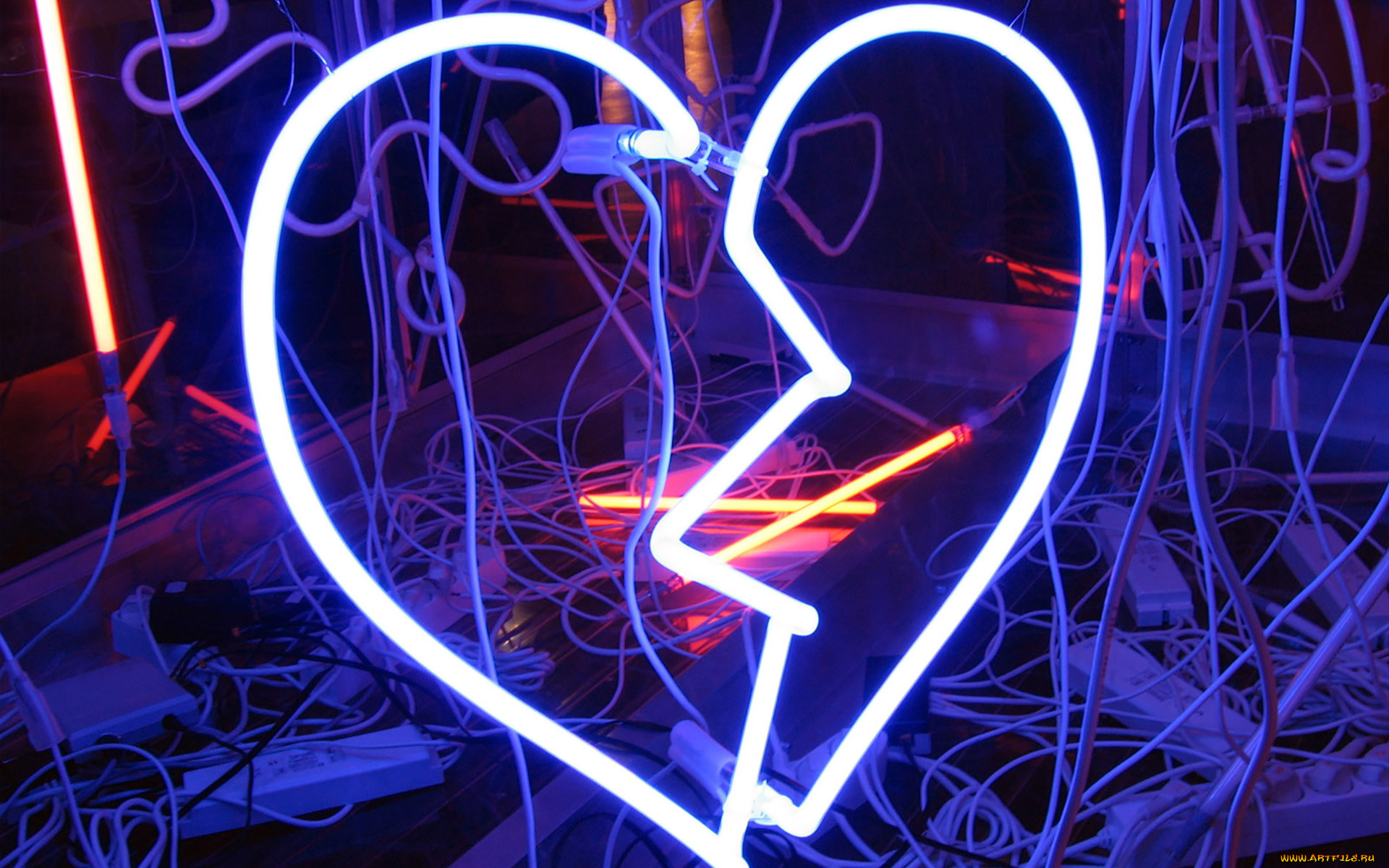 разное, иллюминация, провода, неон, сердечко