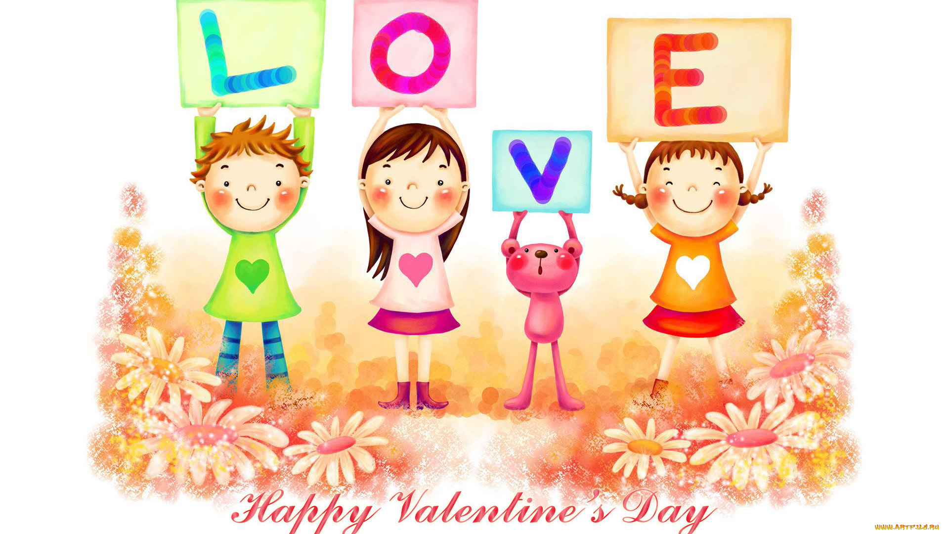 рисованное, праздники, дети, буквы, цветы