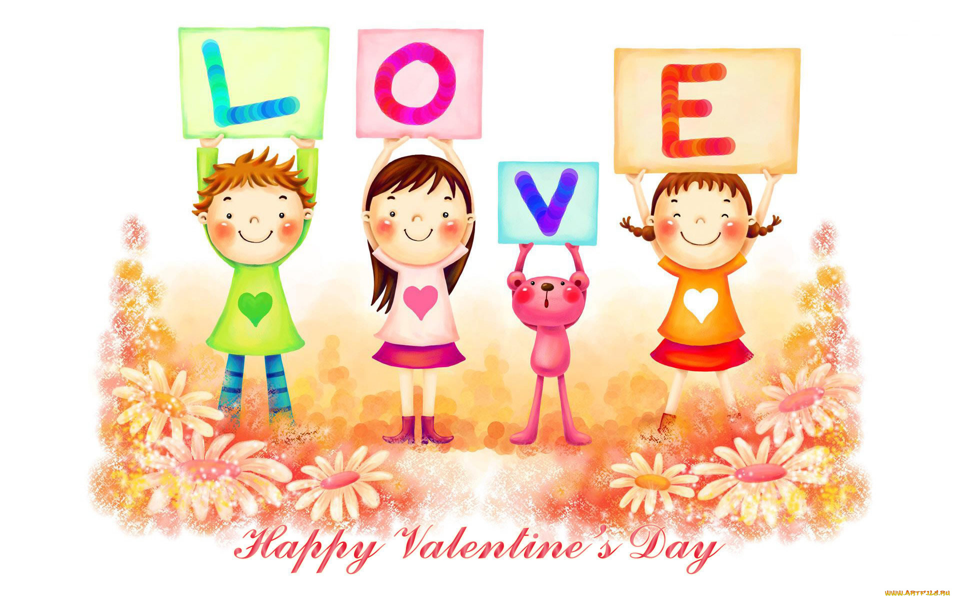 рисованное, праздники, дети, буквы, цветы