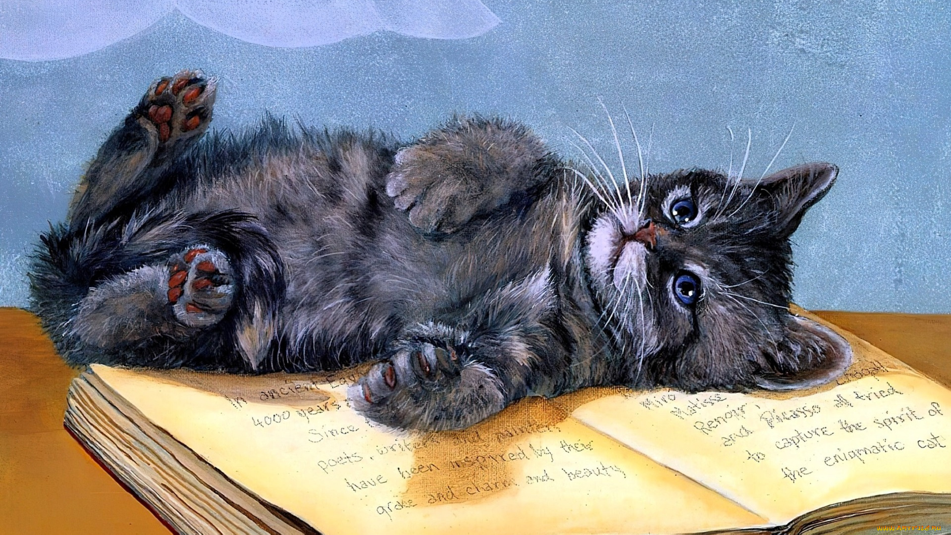 рисованное, животные, , коты, котенок, книга