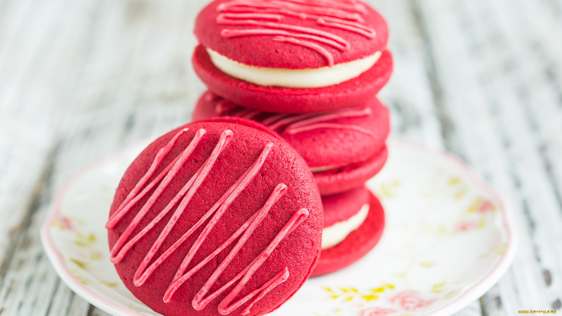 еда, макаруны, лакомство, малиновые